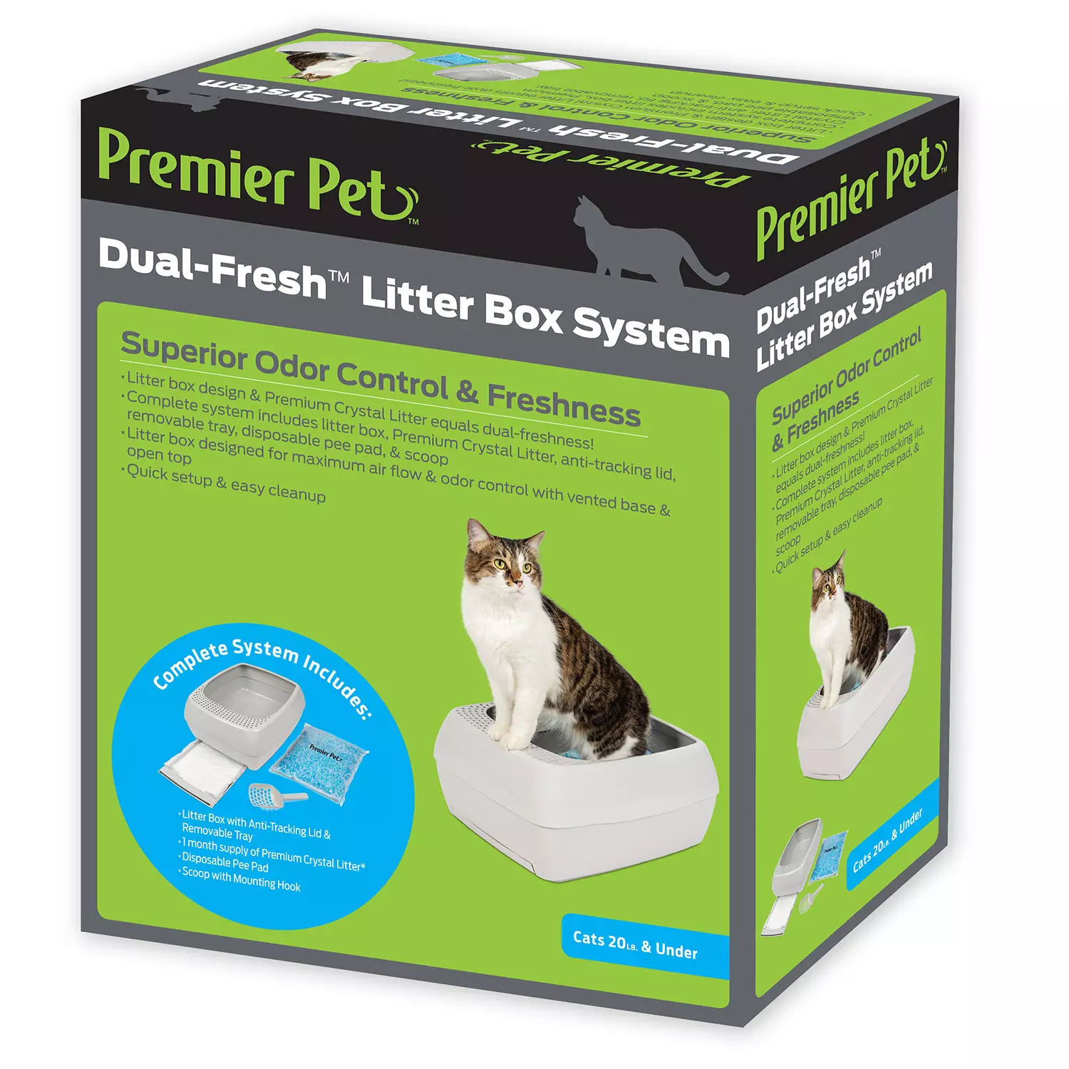 Premier Pet Dual-Fresh Litter Box System for Cats. Easy-to-Clean Cat Litter Box