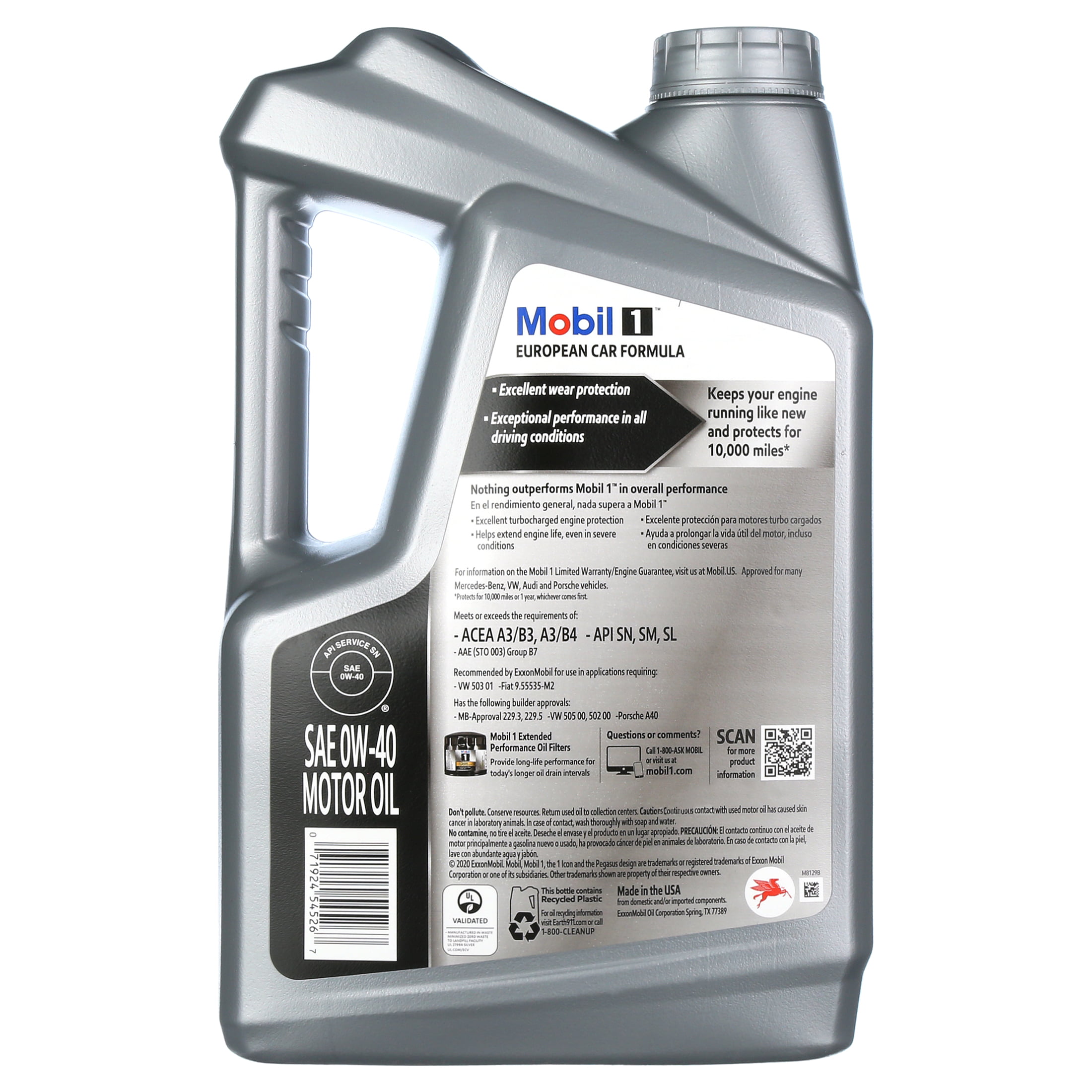Mobil 1 FS European Car Formula Full Synthetic Motor Oil 0W-40. 5 qt