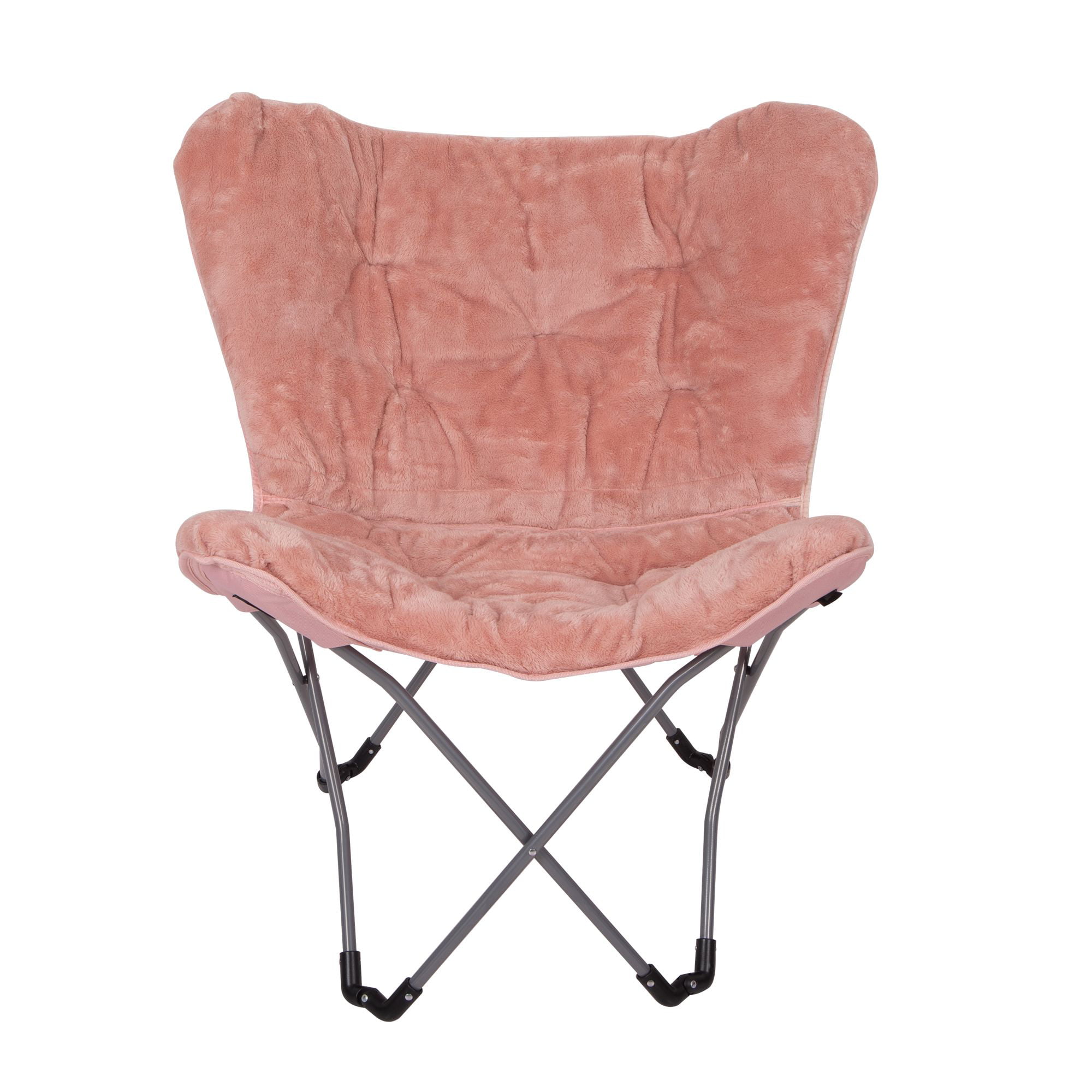 Mainstays Faux Fur Butterfly Folding Chair. Pink