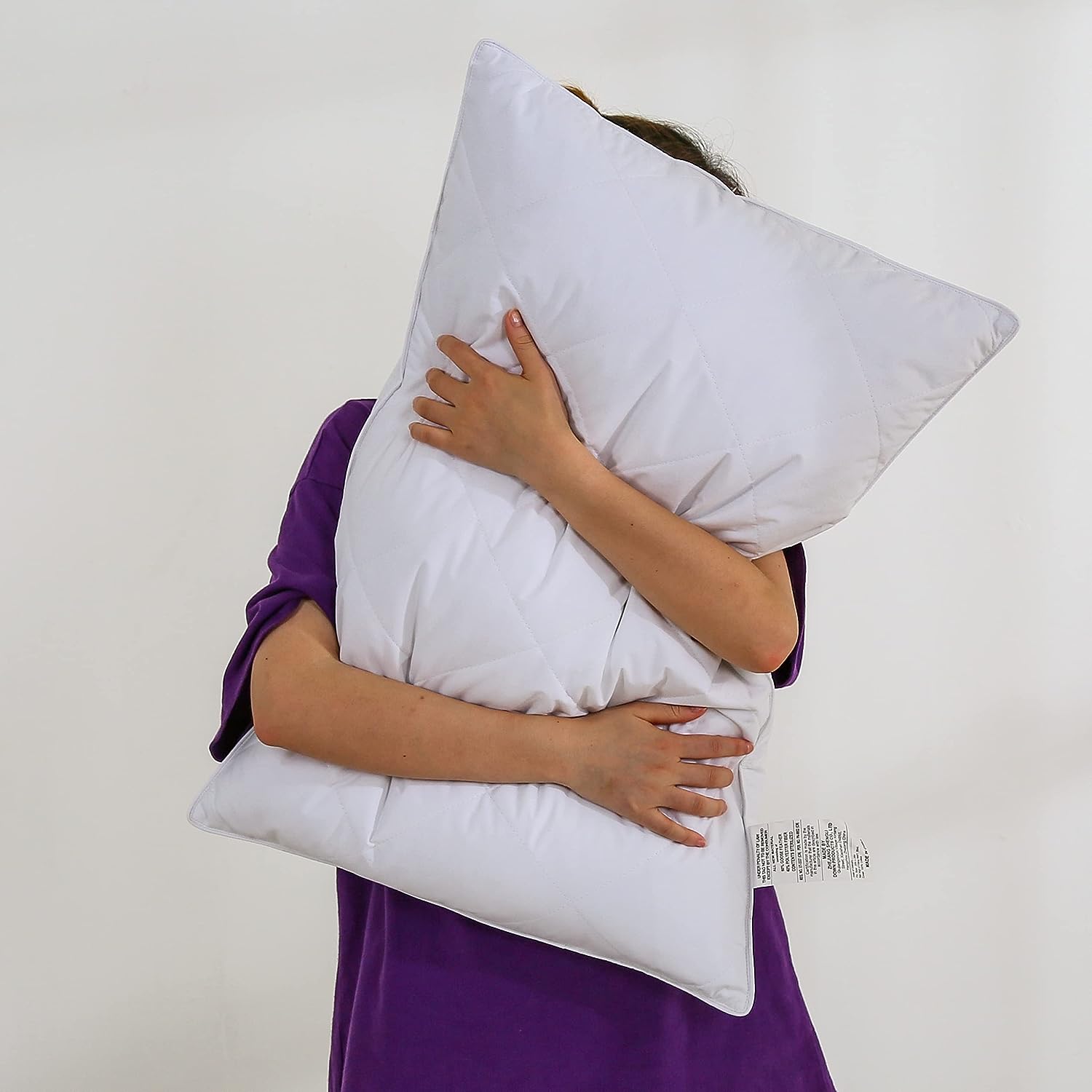 Three Geese 2 Pack White Goose Feather Bed Pillow - Soft 600 Thread Count 100% Cotton. Medium Firm.Soft Support Surround Fill Polyester King Size.White Solid