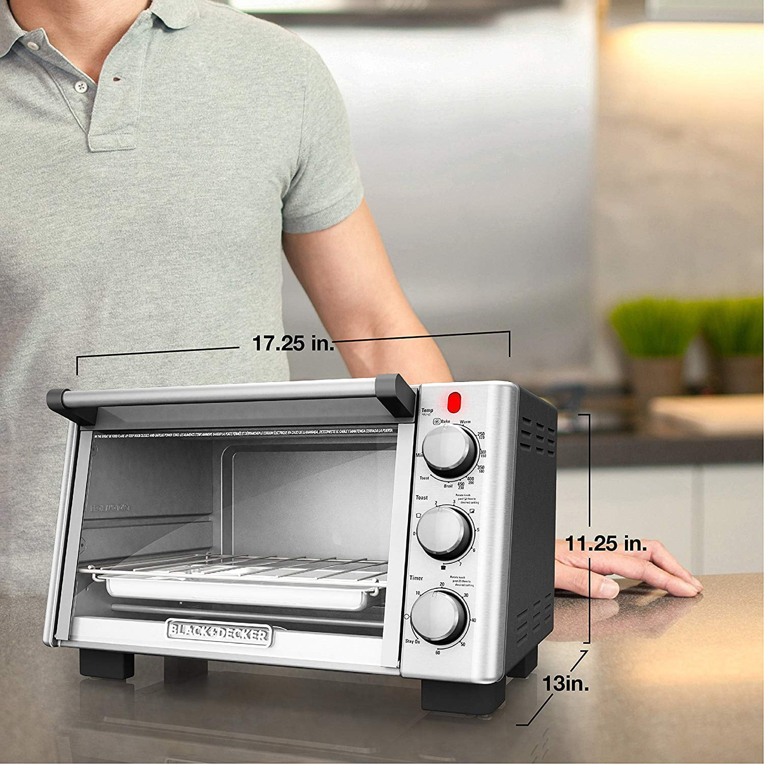 BLACK+DECKER 6-Slice Convection Countertop Toaster Oven. Stainless Steel/Black. TO2050S
