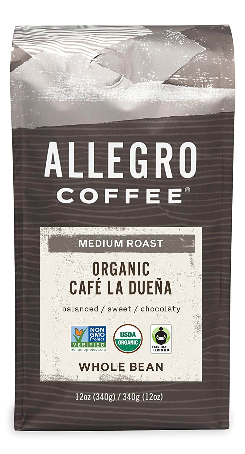 Allegro Coffee Organic Cafe La Duena Whole Bean Coffee. 12 oz
