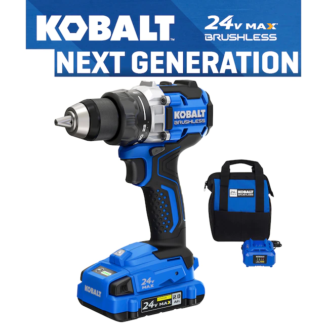 Kobalt KDD 2024A-03 24-volt Max 1/2-in Metal Ratcheting Brushless Cordless Drill(1 Li-ion Battery Included and Charger Included)