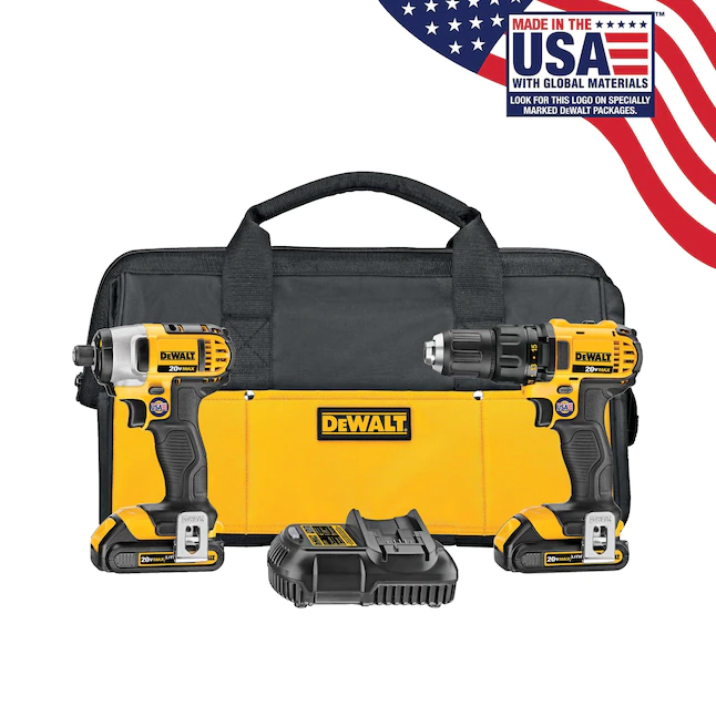 DEWALT DCK280C2 20-Volt MAX Cordless Drill/Impact Combo Kit (2-Tool) with (2) 20-Volt 1.5Ah Batteries. Charger & Bag