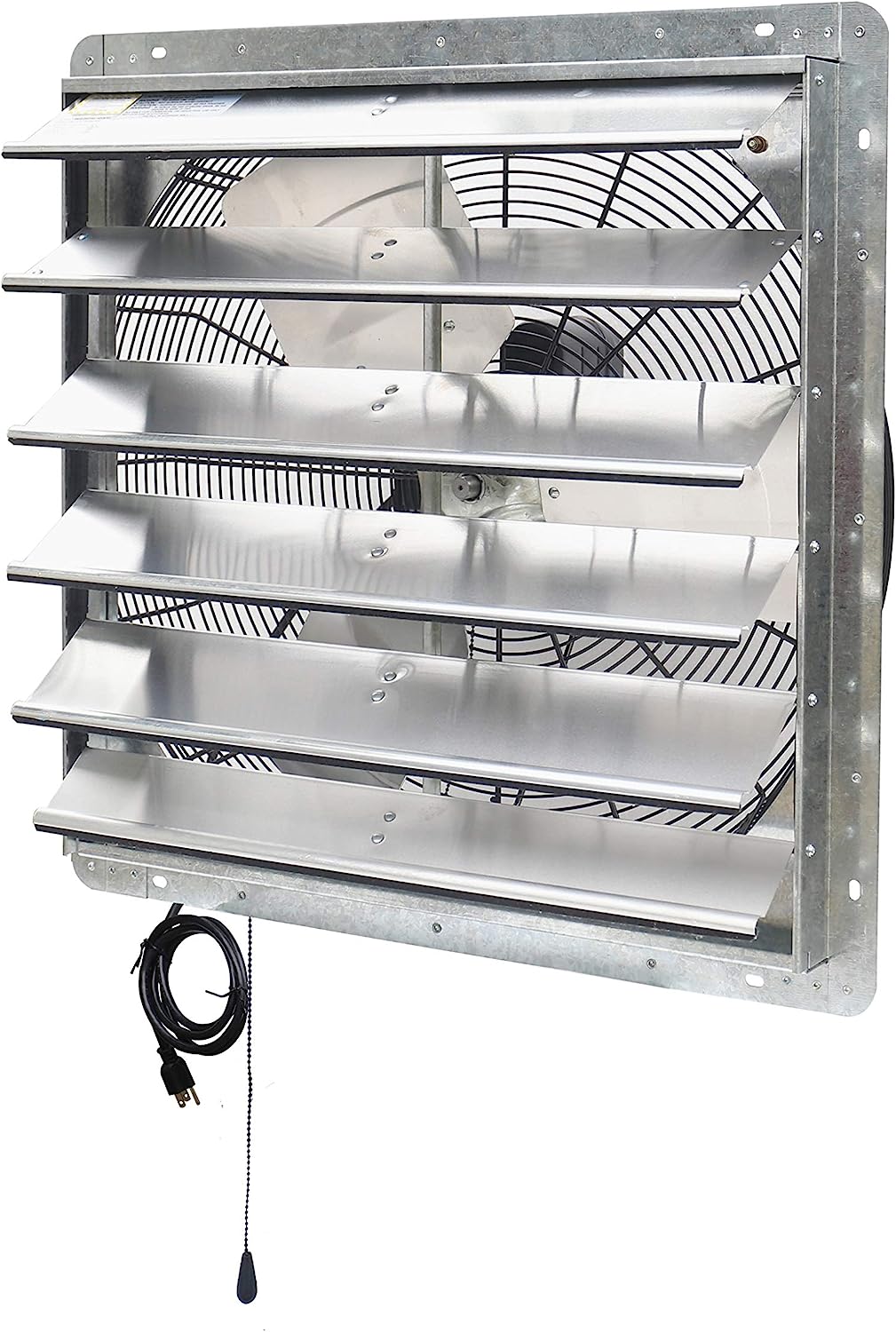 iLIVING ILG8SF24V-T 24 inch Shutter Exhaust Attic Garage Grow. Ventilation Fan with 2 Speed Thermostat 6 Foot Long 3 Plugs Cord. 24″ - Variable. Silver