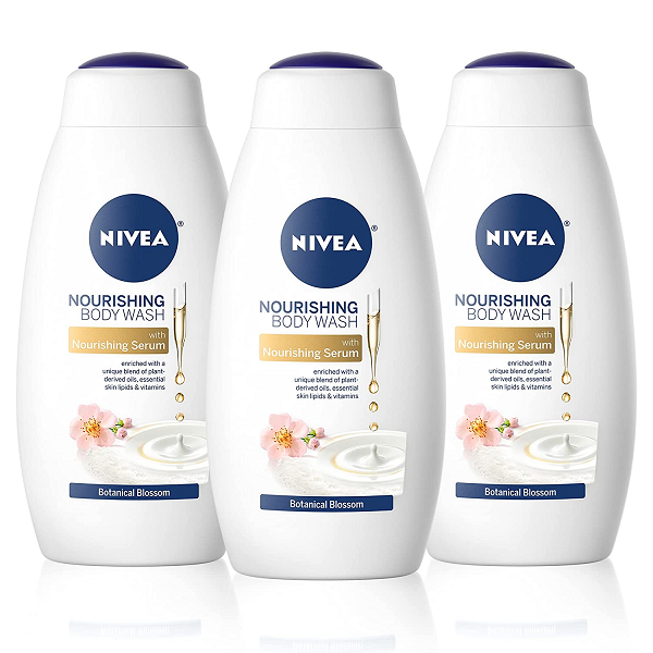 NIVEA Nourishing Botanical Blossom Body Wash. Pack of 3. 20 Fl Oz Bottles