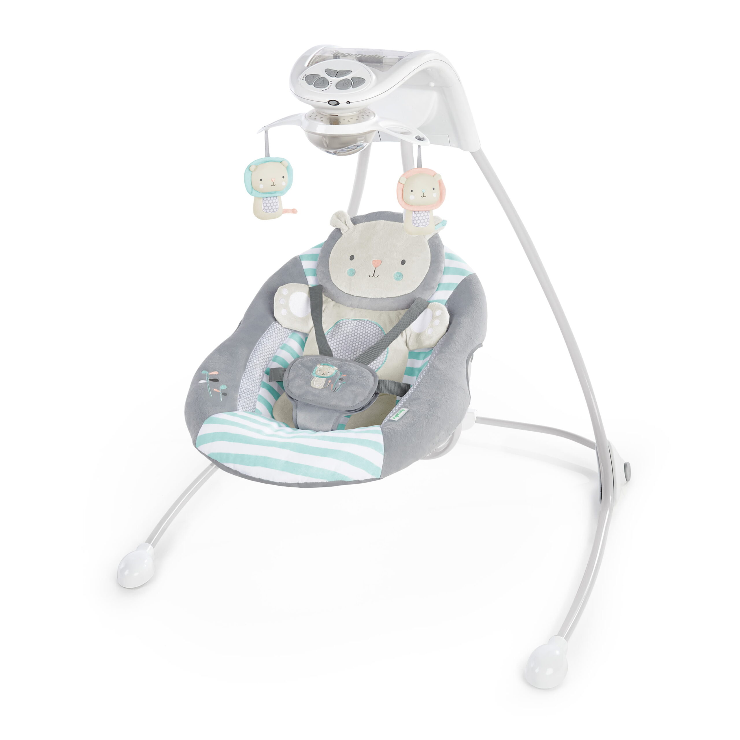 Ingenuity InLighten Baby Swing. Easy-Fold Frame. Swivel Infant Seat. Lights - Landry the Lion (Unisex)