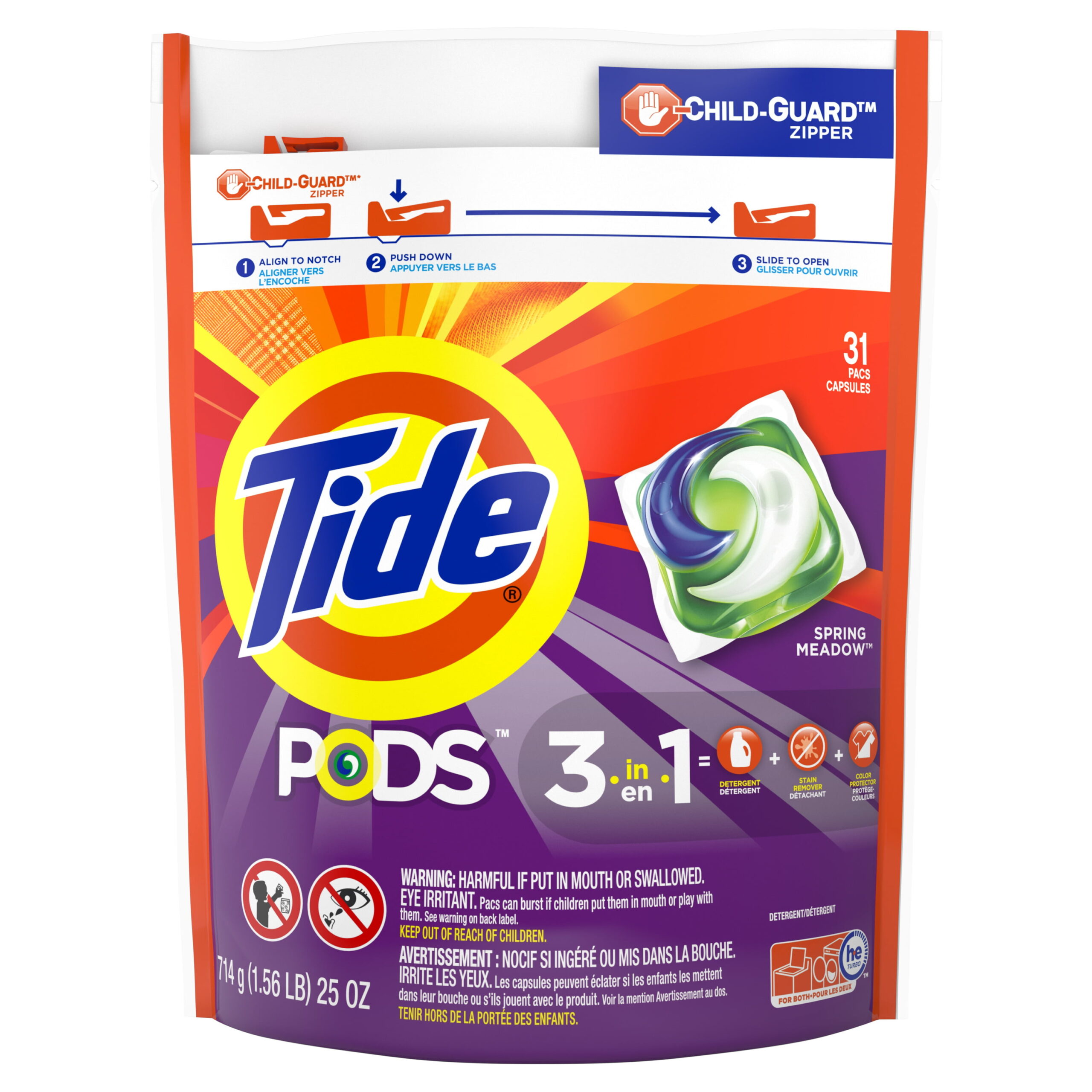 Tide PODS Liquid Laundry Detergent Pacs. Spring Meadow. 31 count