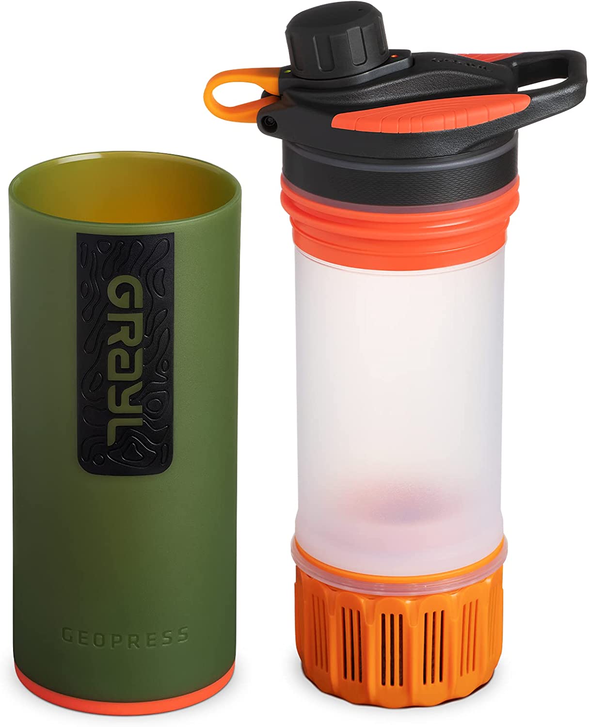 GRAYL GeoPress 24 oz Water Purifier Bottle. Oasis Green - Filter for Hiking. Camping. Survival. Travel