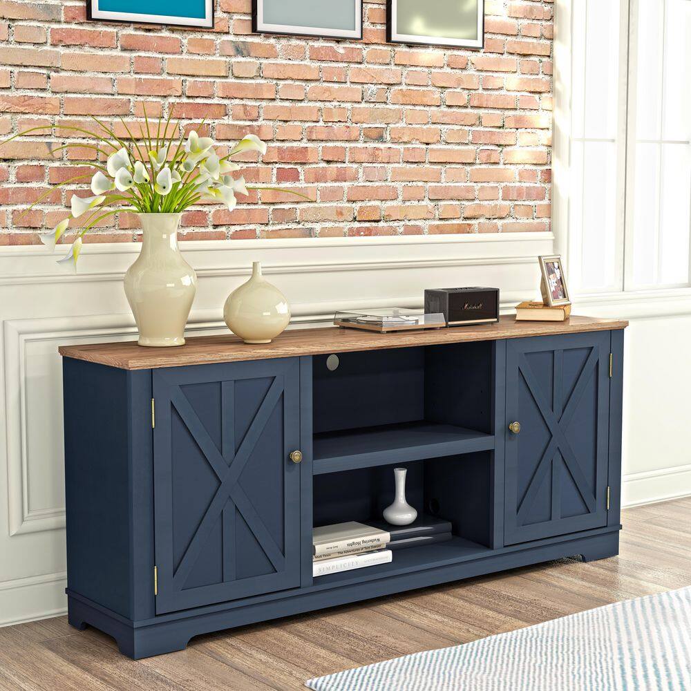 Festival  70 in. Navy Wood TV Stand for TVs up to 78 in.