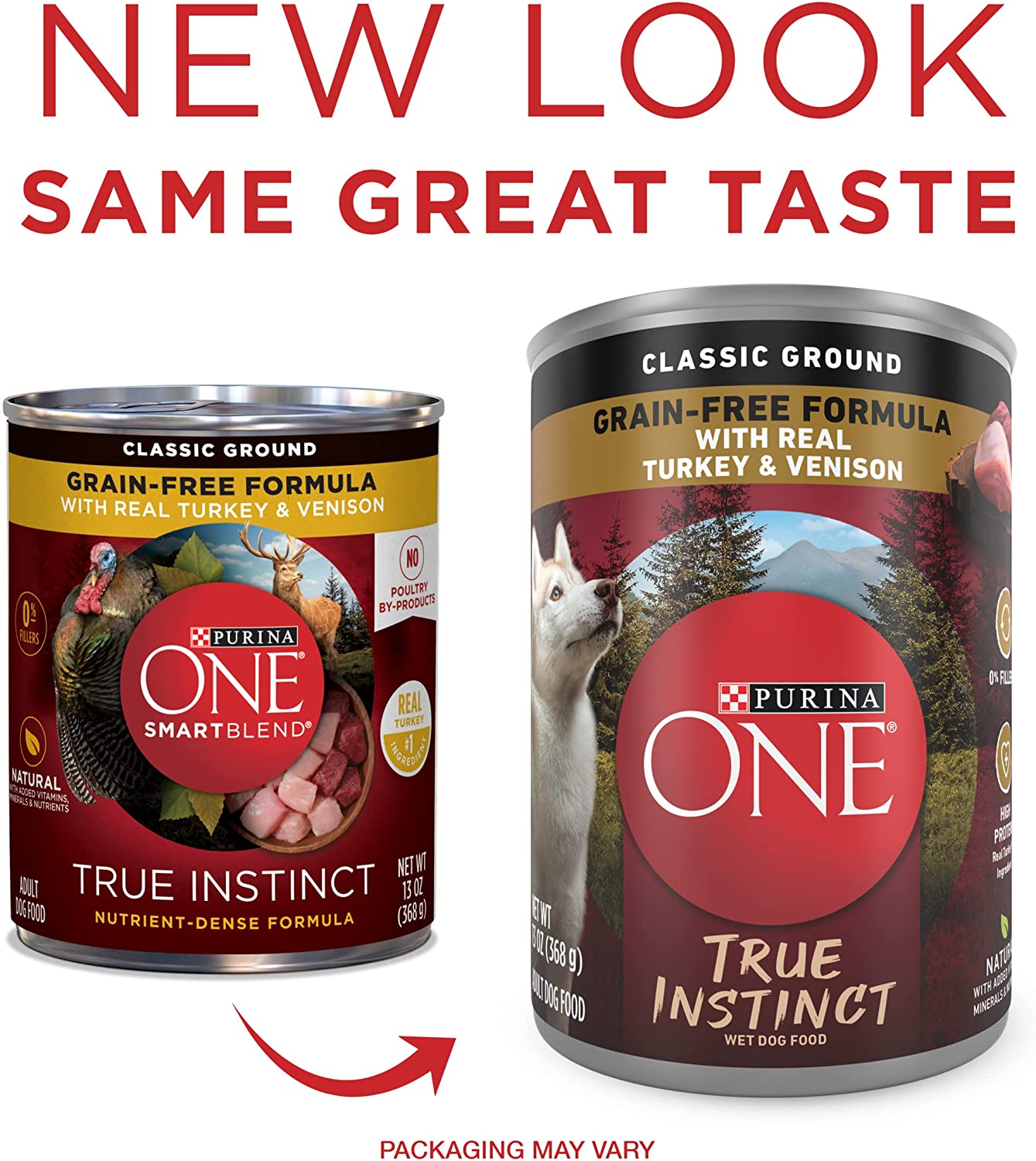 Purina ONE Grain Free. Natural Pate Wet Dog Food. SmartBlend True Instinct With Real Turkey & Venison - (12) 13 oz. Cans