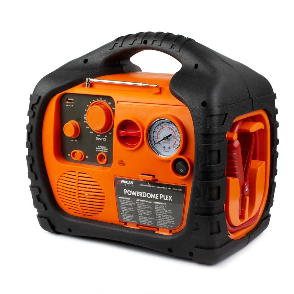Wagan Tech 7561 Power Dome PLEX 1000 Peak Amp Jump Starter with 260 PSI Air Compressor and 800-Watt Peak Surge Power Inverter