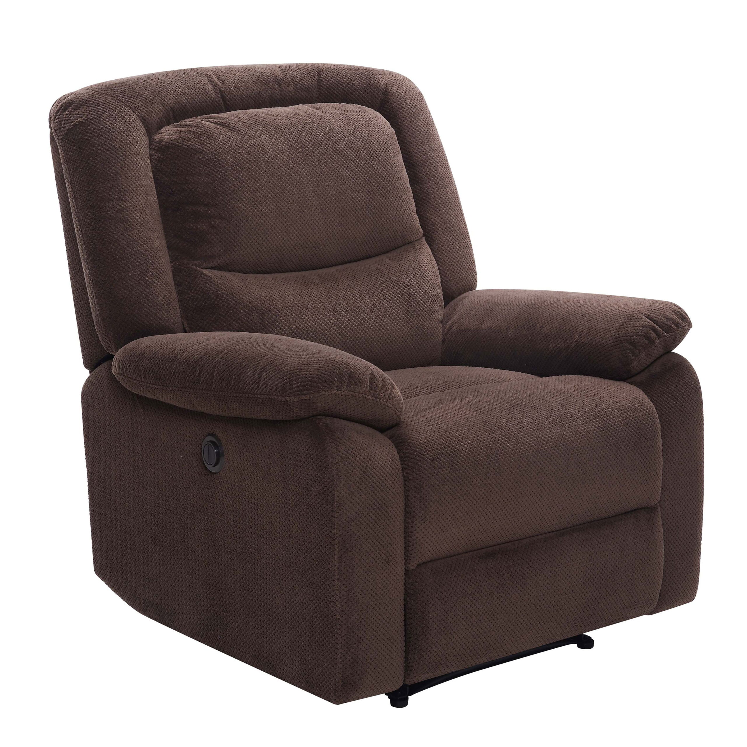 Serta Push-Button Power Recliner with Deep Body Cushions. Brown Fabric