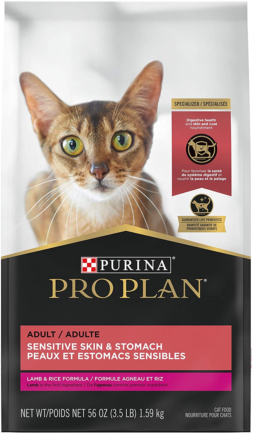 Purina Pro Plan Sensitive Skin and Stomach Cat Food. Lamb and Rice Formula - 3.5 lb. Bag
