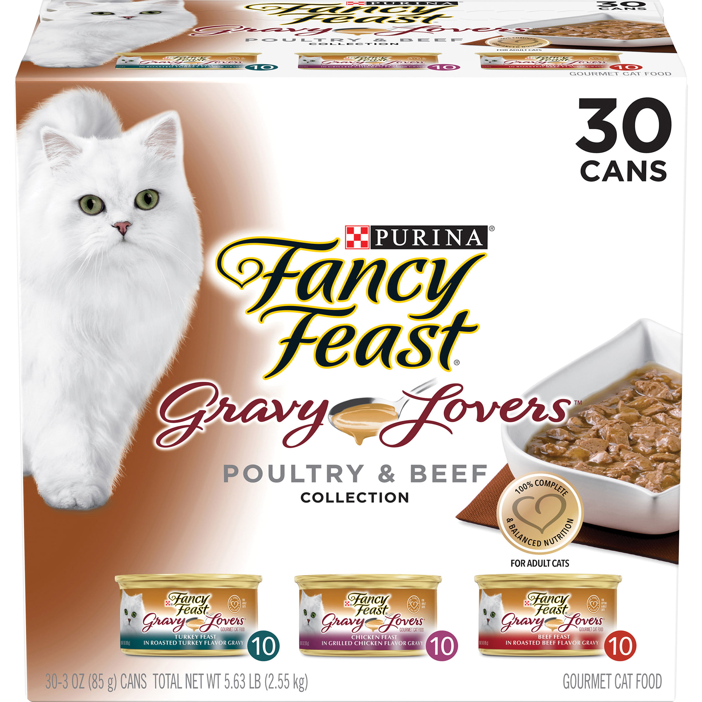 Fancy Feast Gravy Wet Cat Food Variety Pack. 3 oz Cans (30 Pack)