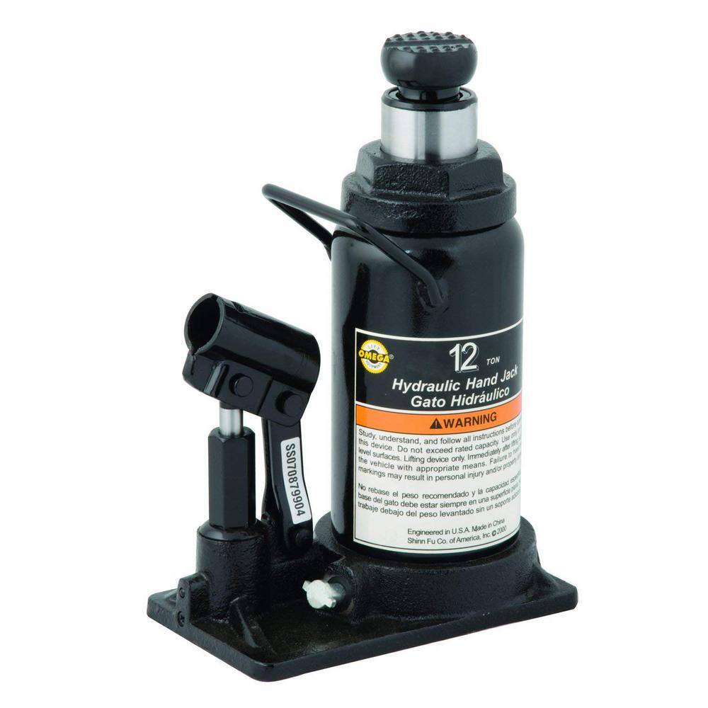 Omega Lift 10120 12-Ton Capacity Black Hydraulic In-Line Bottle Jack