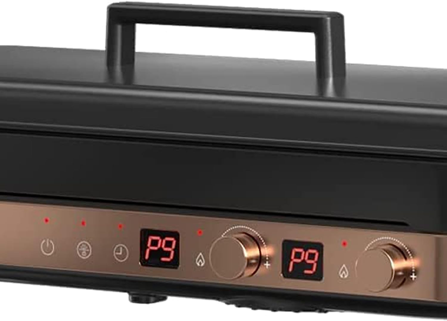 COOKTRON Portable Compact 2 Burner Induction Cooktop Electric Stove w/Smokeless Cast Iron Griddle Grill & Temperature Control & Child Lock. Rose Gold