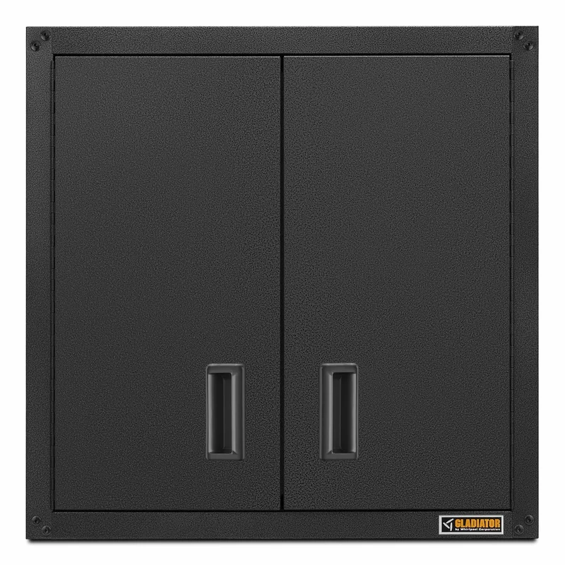 Gladiator GAWG28FDESG Steel 1-Shelf Wall Mounted Garage Cabinet in Hammered White (28 in W x 28 in H x 12 in D)