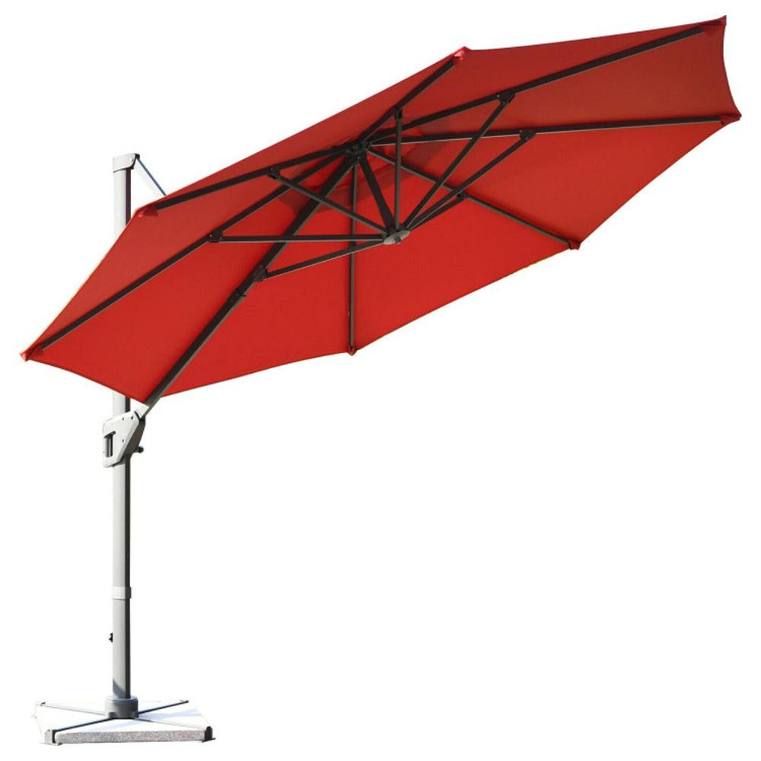 Clihome 11 Ft Patio Cantilever Umbrella Outdoor Offset Umbrella with 360 degree Rotation and Tilt System Without Weight Base