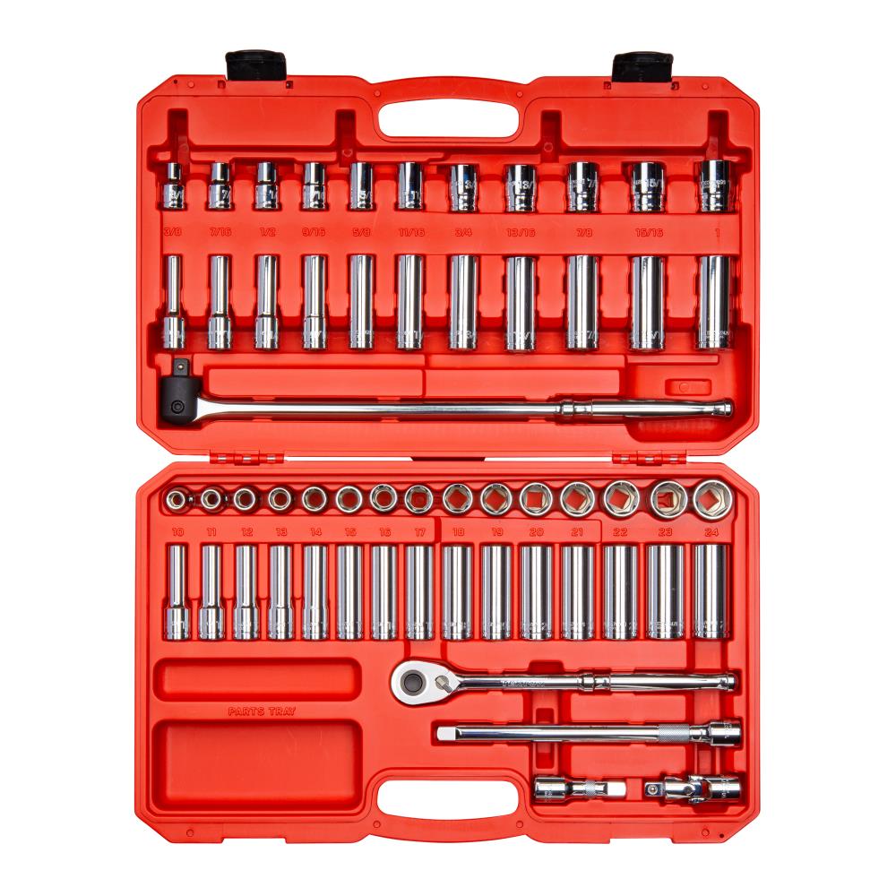 TEKTON 58-Piece Standard (SAE) and Metric 1/2-in Drive 6-point Set Intermediate Socket Set