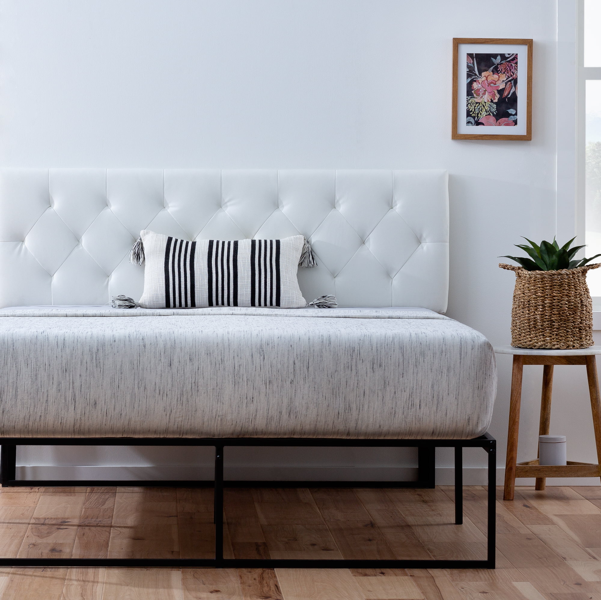 Rest Haven Harrington Faux Leather Upholstered Headboard. Full. White