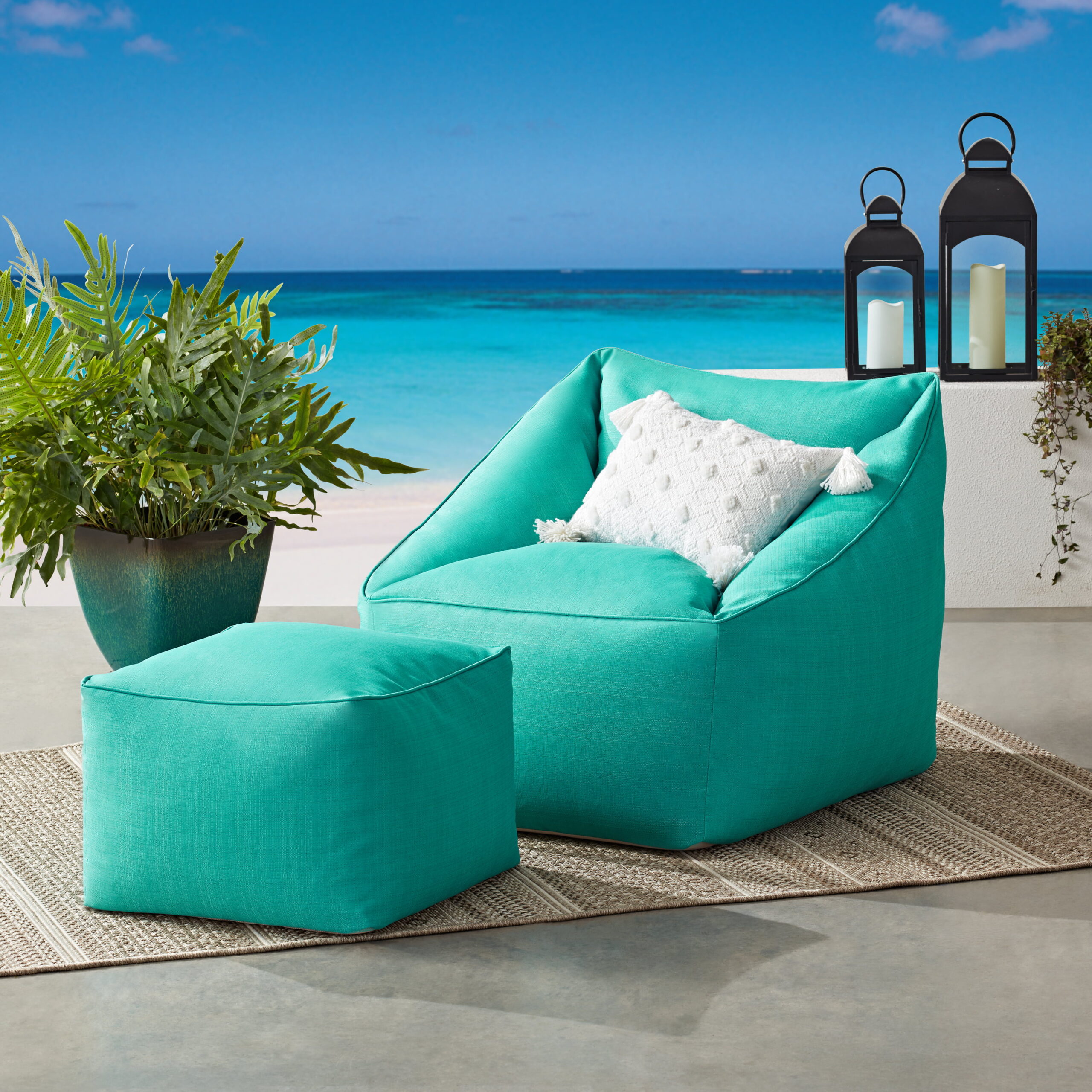 Better Homes & Gardens Dream Bean Patio Bean Bag Chair. Turquoise