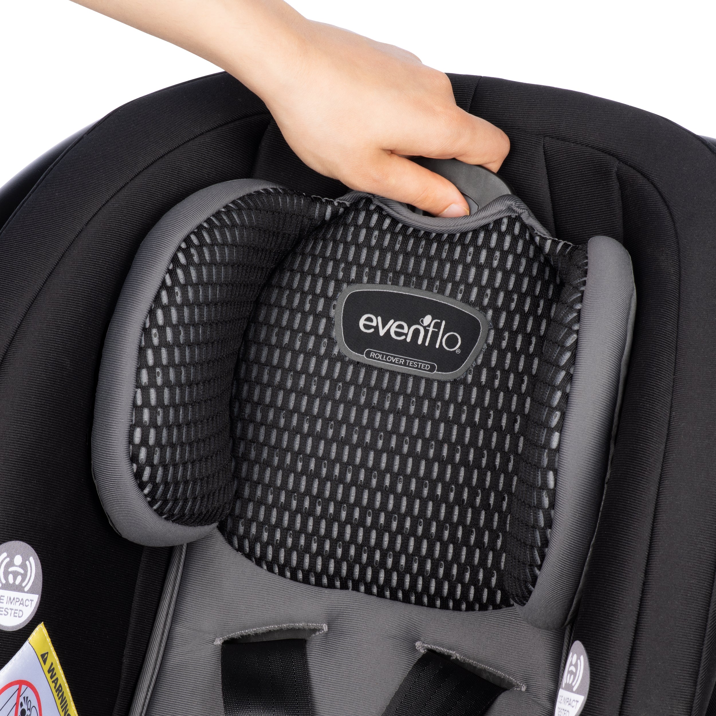Evenflo LiteMax DLX Infant Car Seat with FreeFlow Fabric and SafeZone Load Leg Base (Sawyer Gray)