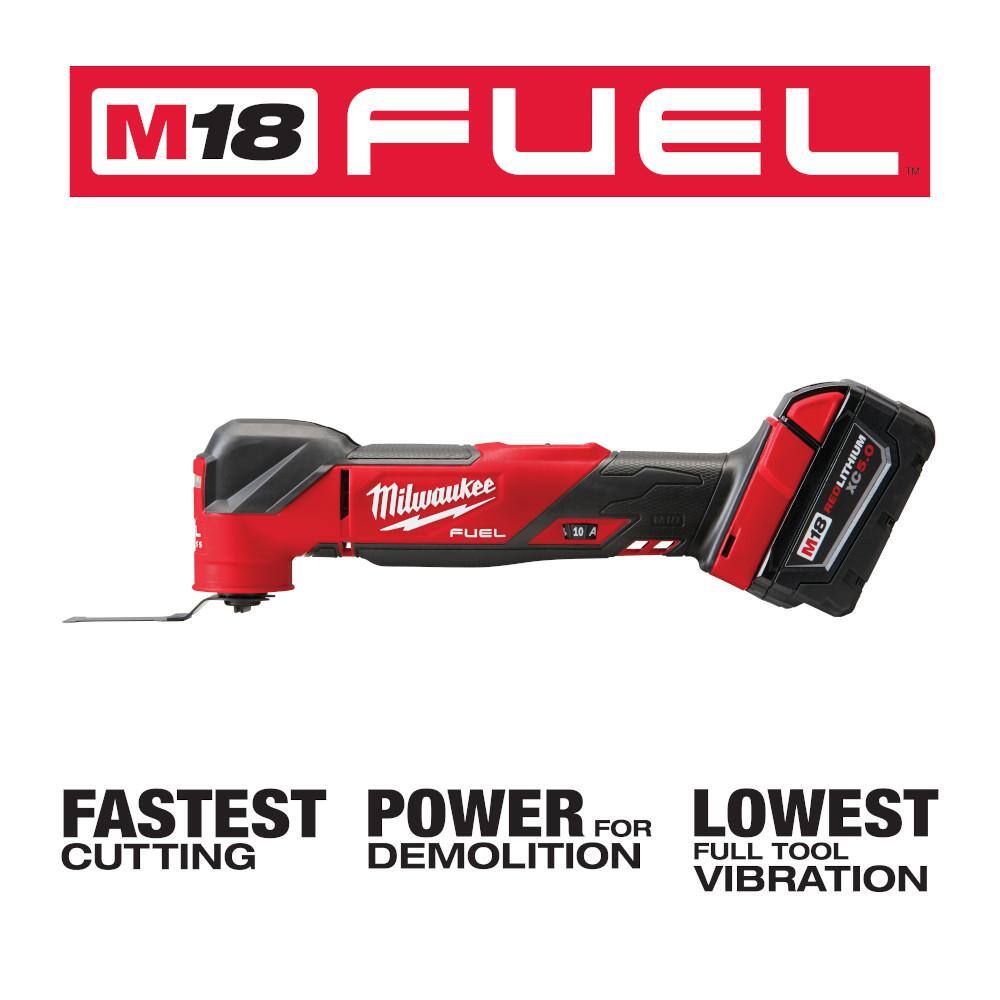 Milwaukee 2836-21-48-11-1862 M18 FUEL 18V Lithium-Ion Cordless Brushless Oscillating Multi-Tool Kit with (2) 6.0Ah Batteries