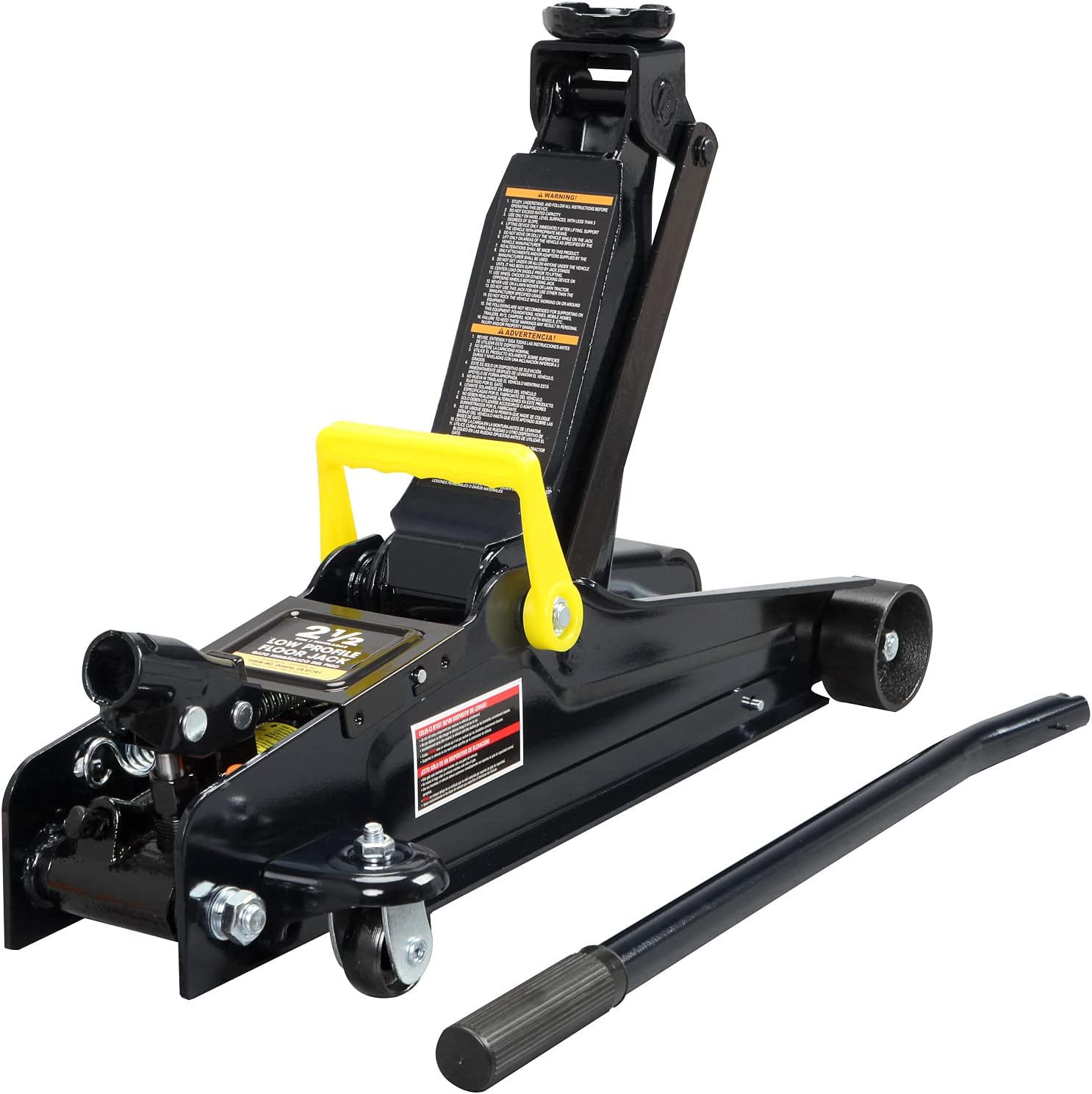 Torin TORT825051 Hydraulic Low Profile Trolley Service/Floor Jack with Single Piston Quick Lift Pump. 2.5 Ton (5.000 lb) Capacity. Black