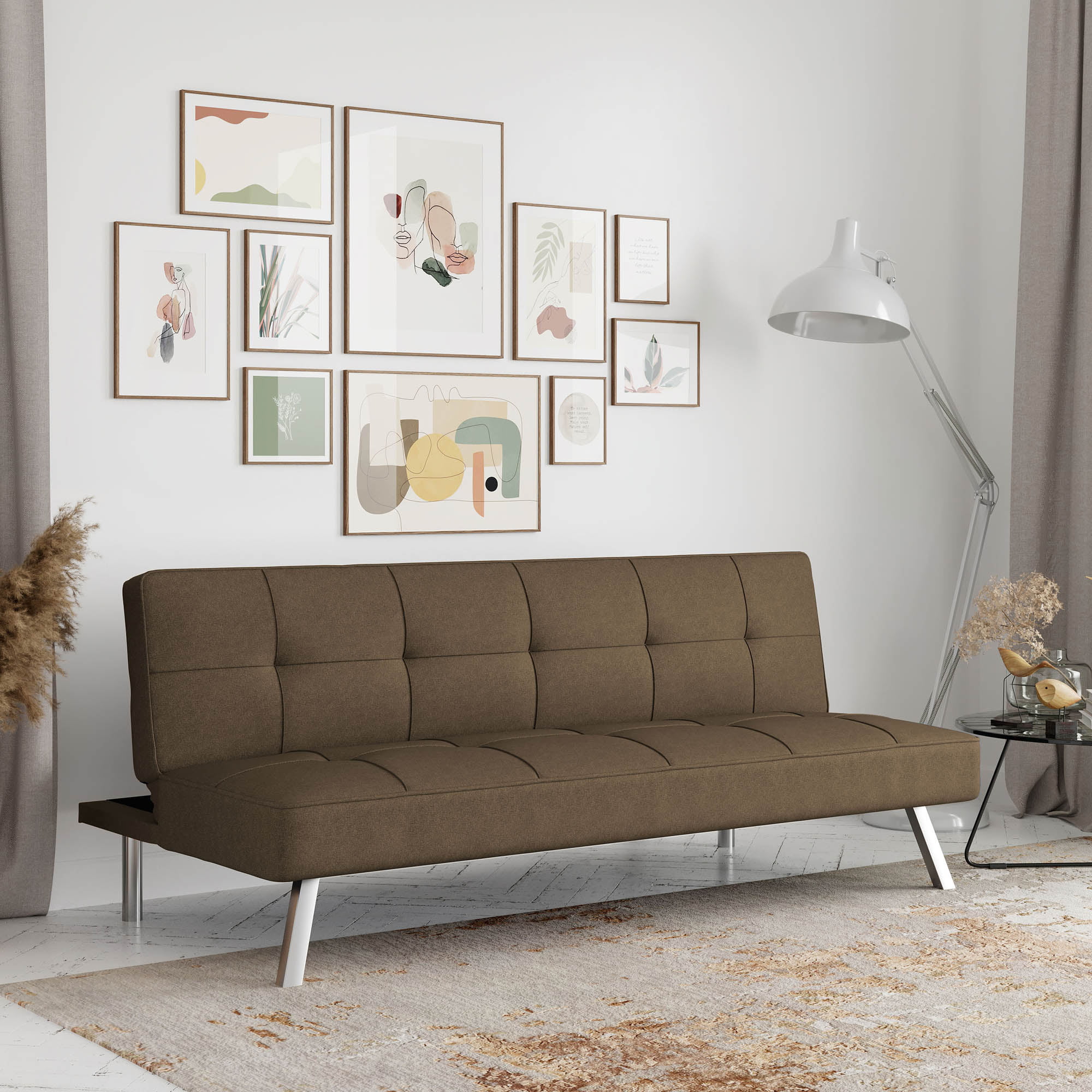 Serta Chelsea Modern Futon. Brown Fabric