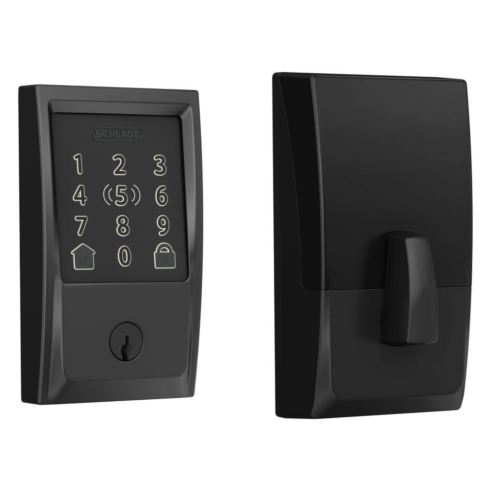 Schlage BE499WB V CEN 622 Century Matte Black Electronic Encode Plus Smart WiFi Deadbolt with Alarm