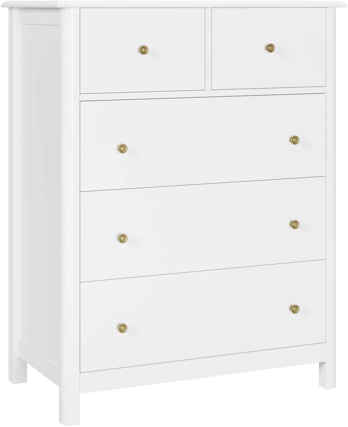 Homfa Kids Dresser of 5 Drawers. Dresser Chest with Easy Pull Handle for Bedroom. Living Room. White Finish