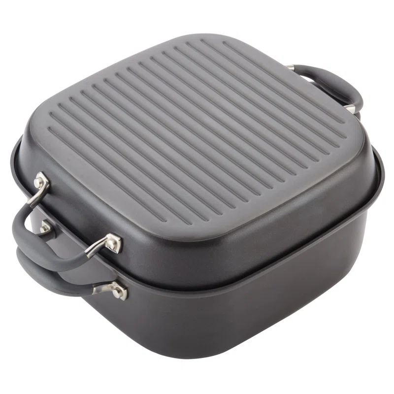Anolon 83865 Advanced Hard Anodized Nonstick Grill Pan / Griddle and Roaster - 11 Inch. Gray