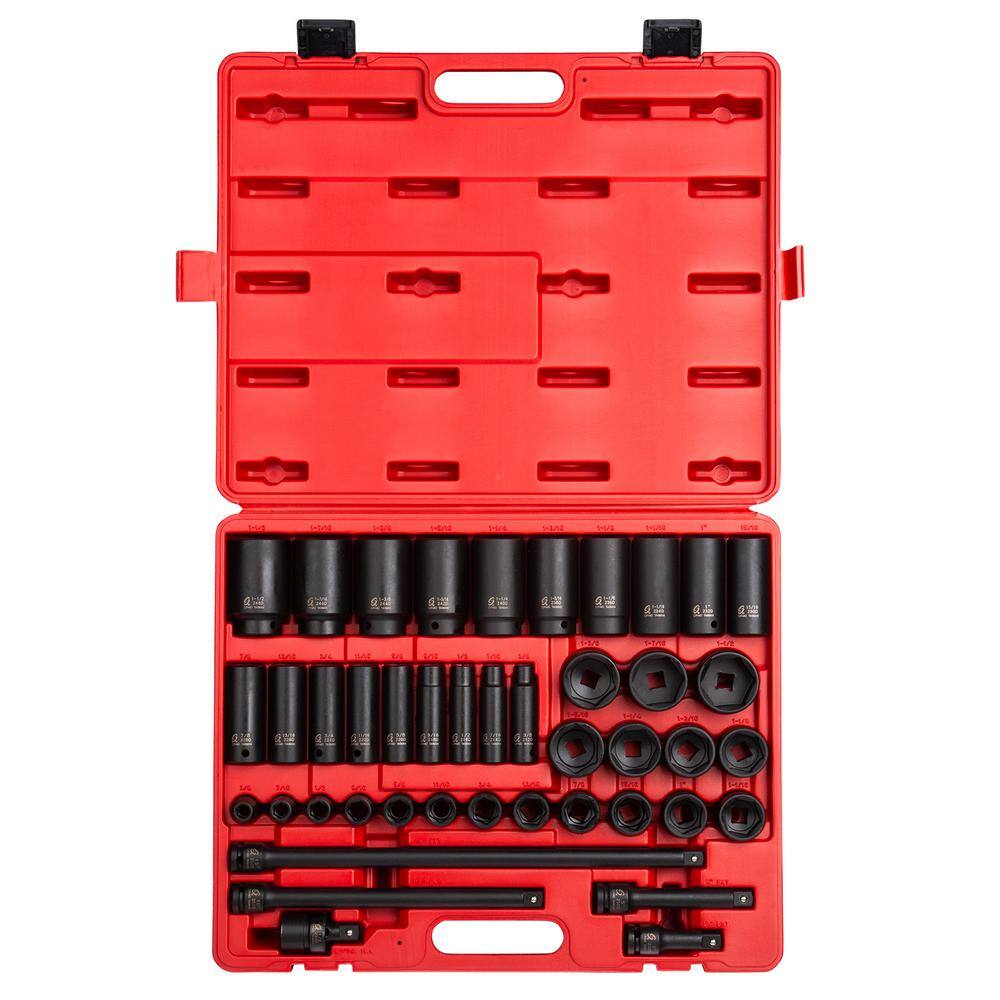 SUNEX TOOLS 2568 1/2 in. Drive SAE Master Impact Socket Set (43-Piece)