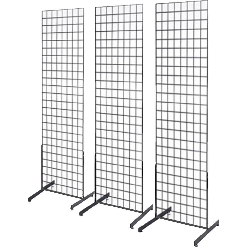 Only Hangers 1900B (3) AND 1918B (3) 72 in. H x 24 in. W Black Gridwall/Pegboard Panel Tower with T-Base Floorstanding Display Kit (3-Pack)