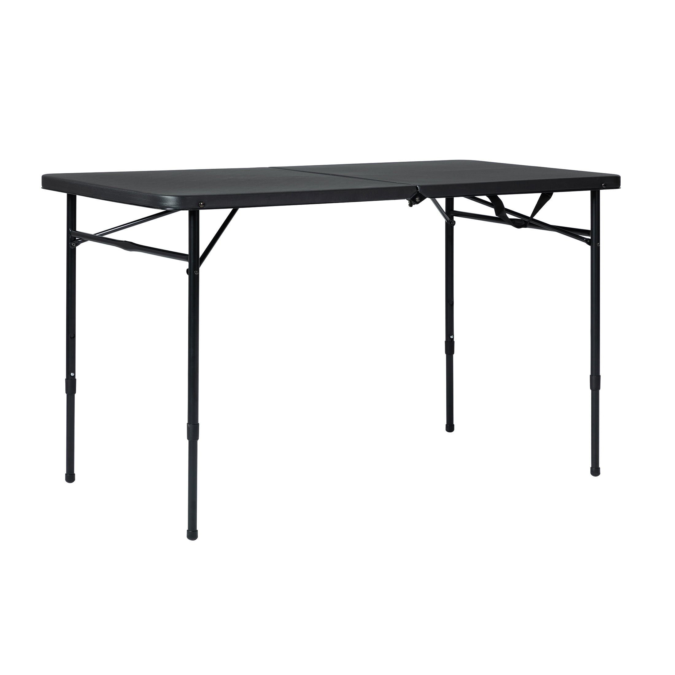 Mainstays 4 Foot Fold-In-Half Adjustable Table. Rich Black