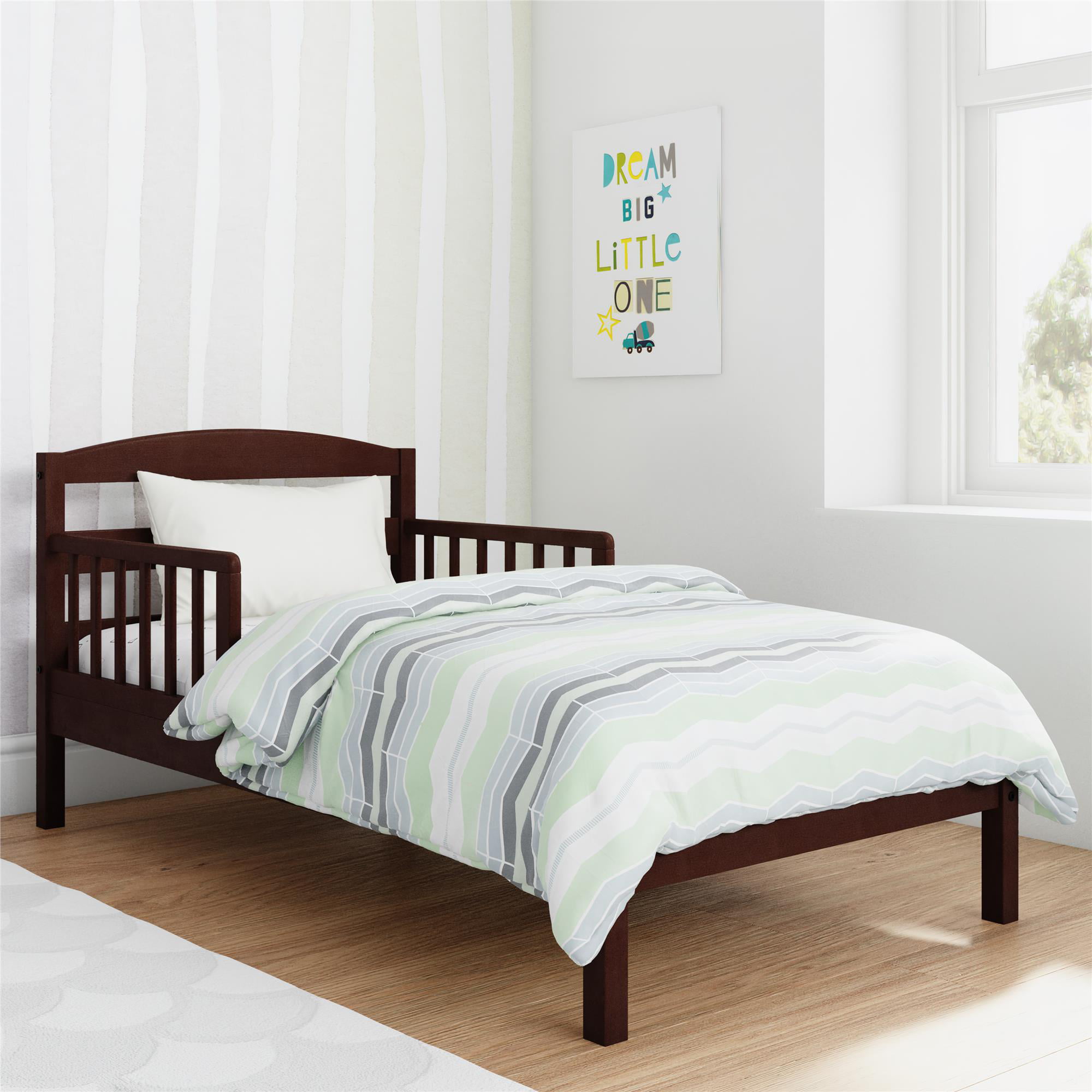 Baby Relax Jackson Kids Wood Toddler Bed with Safety Guardrails. Espresso
