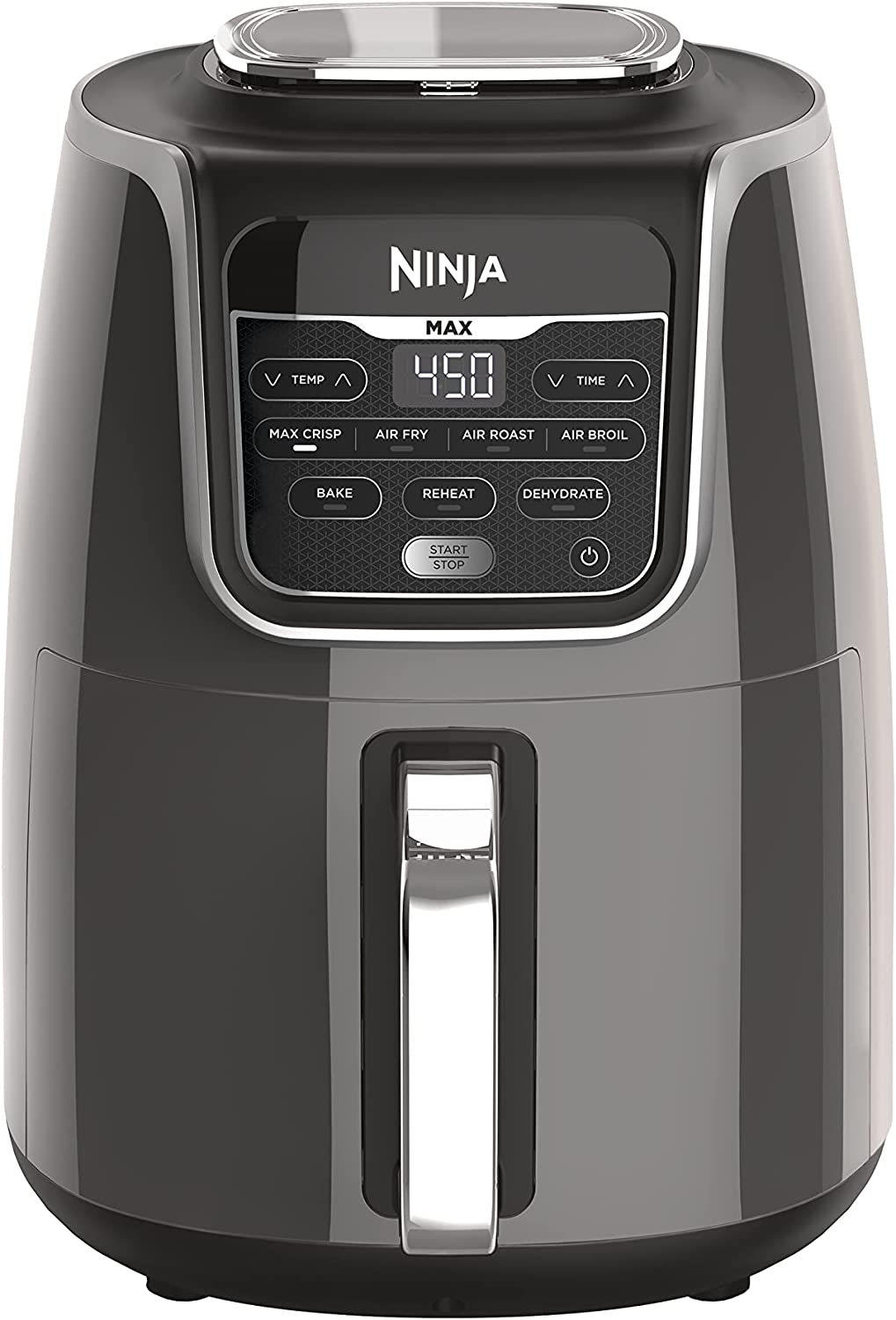 Ninja AF161 Max XL Air Fryer that Cooks. Crisps. Roasts. Bakes. Reheats and Dehydrates. with 5.5 Quart Capacity. and a High Gloss Finish. Grey