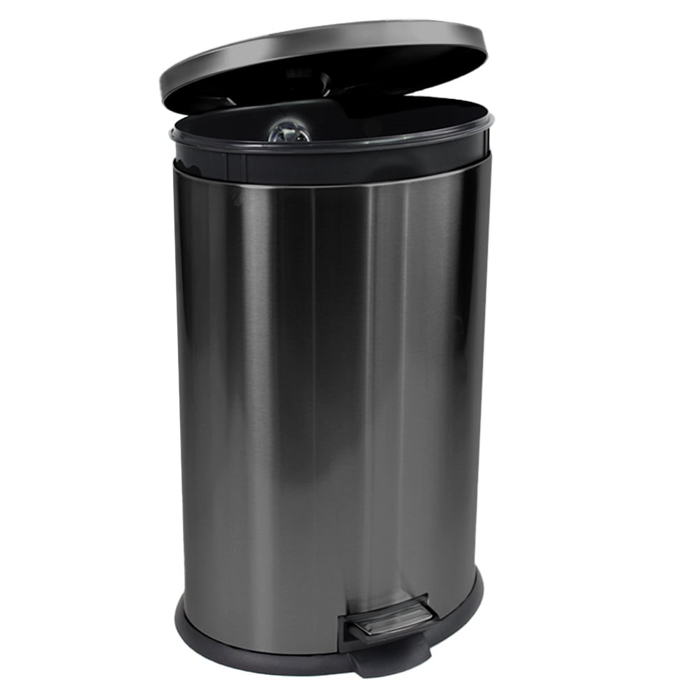 Better Homes & Gardens 10.5 Gallon Trash Can Stainless Steel Oval Kitchen Step Trash Can. Black Stainless Steel