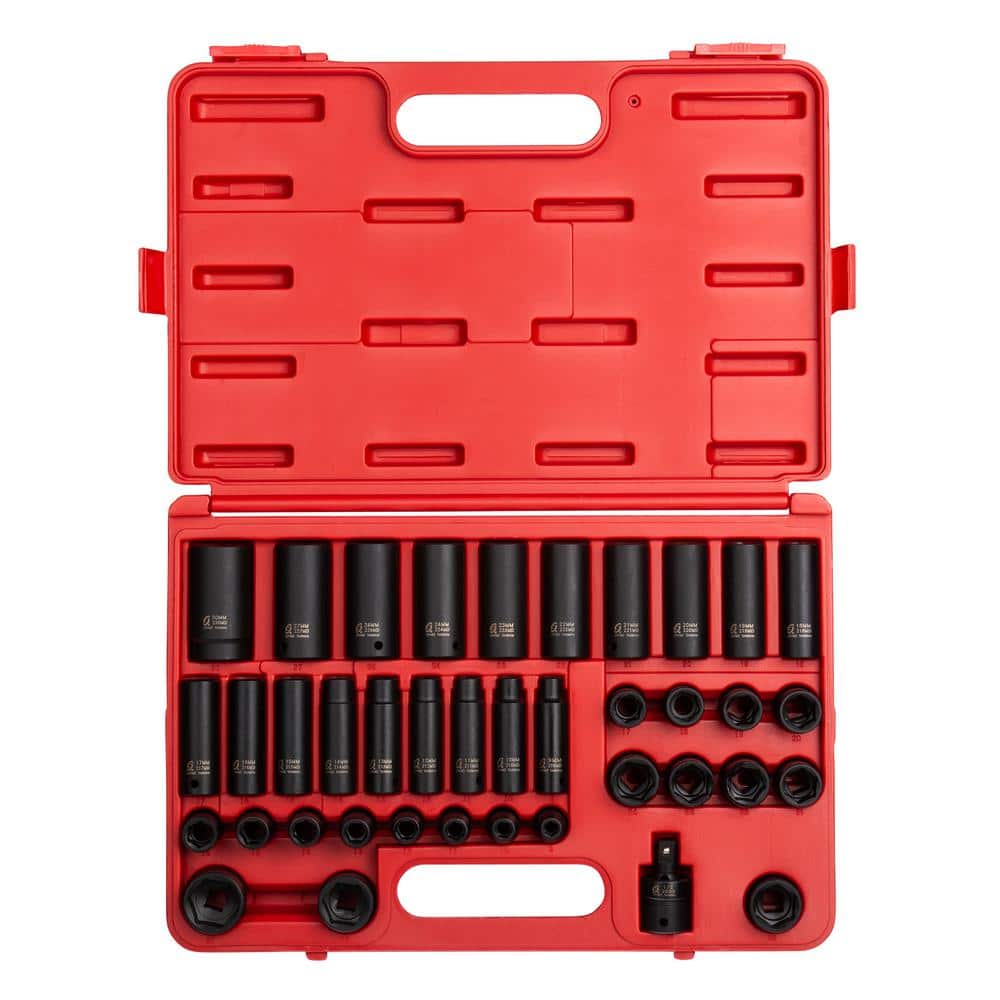 SUNEX TOOLS 2669 1/2-in. Drive Metric Impact Socket Set (39-Piece)