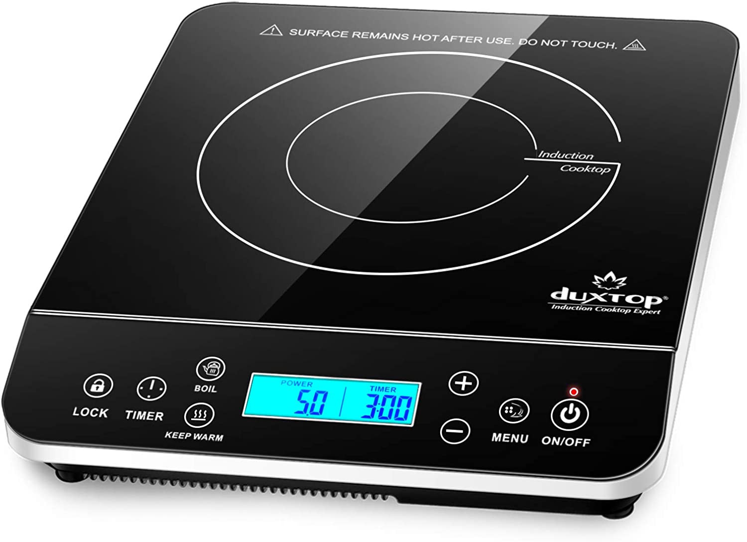 Duxtop Portable Induction Cooktop. Countertop Burner Induction Hot Plate with LCD Sensor Touch 1800 Watts. Silver 9600LS/BT-200DZ