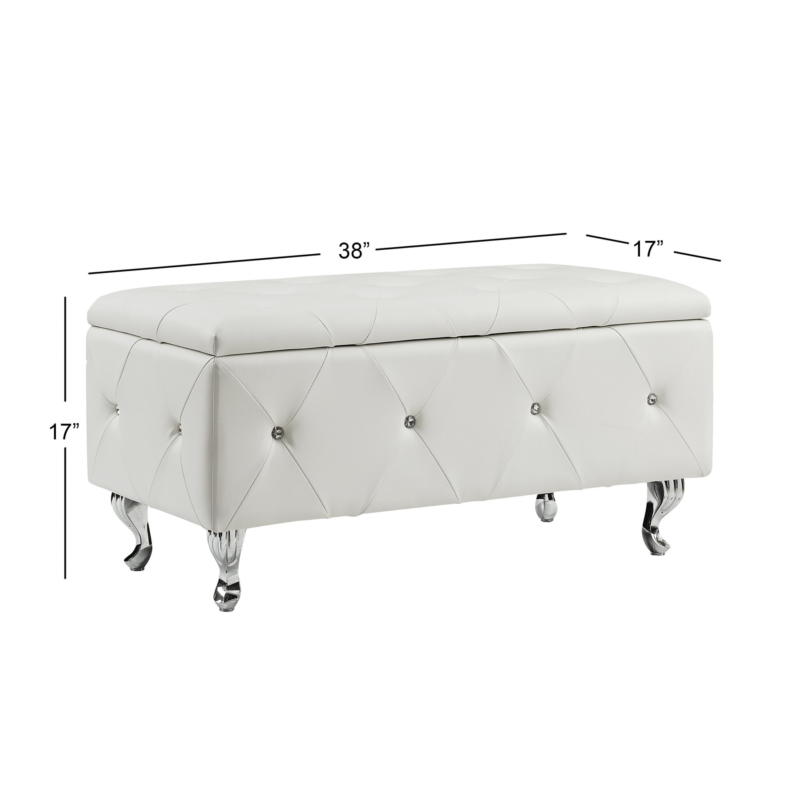 AC Pacific White Crystal Tufted Storage Bench
