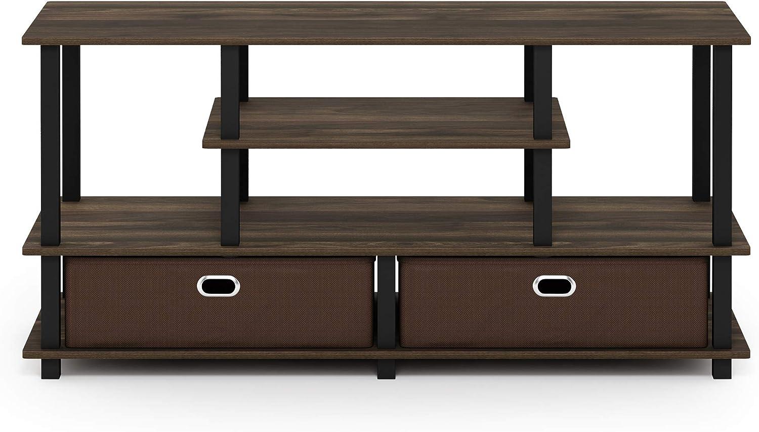 Furinno JAYA Large Stand for up to 50-Inch TV. Columbia Walnut/Black/Dark Brown