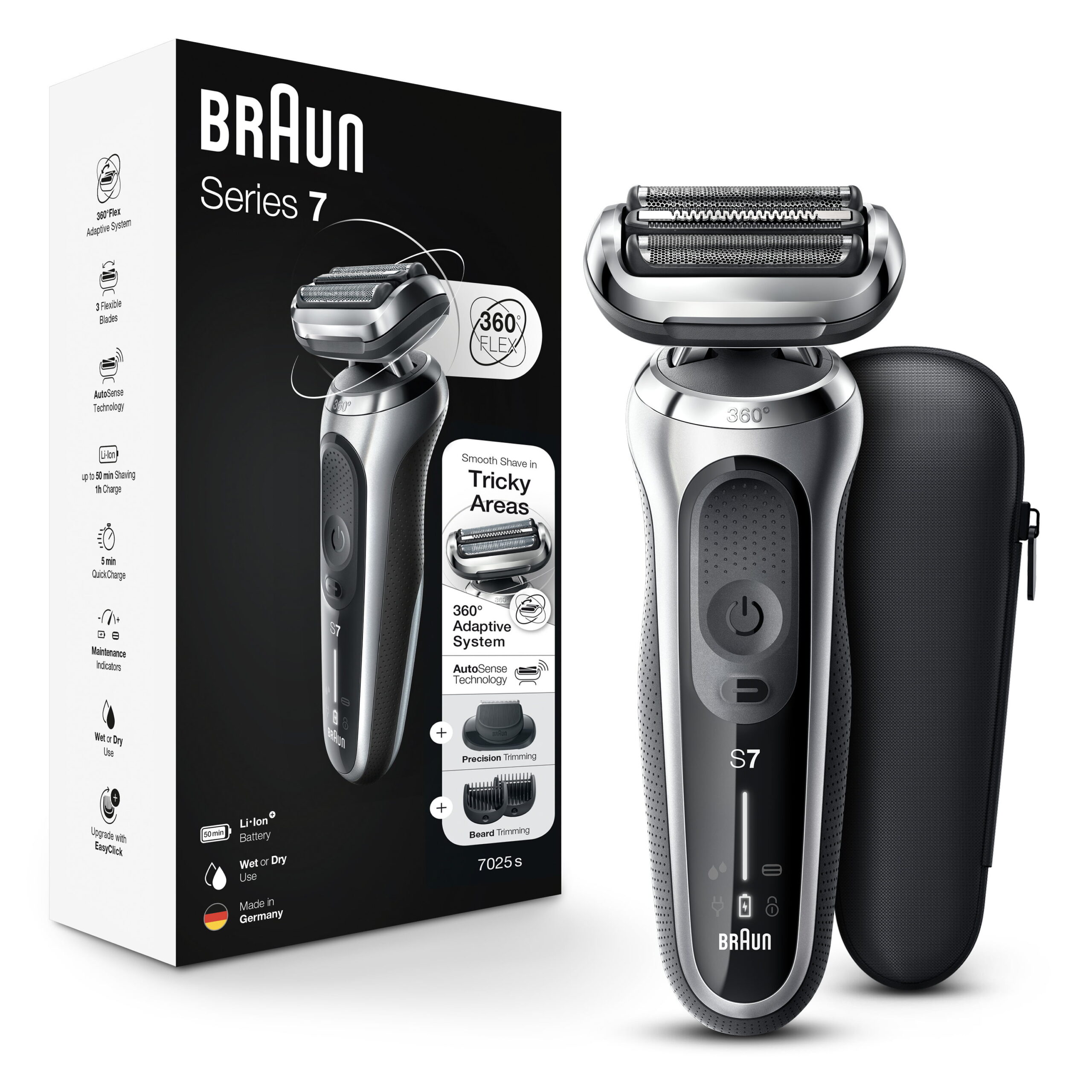Braun Series 7 7025s Flex Rechargeable Wet Dry Men-s Electric Shaver with Beard Trimmer