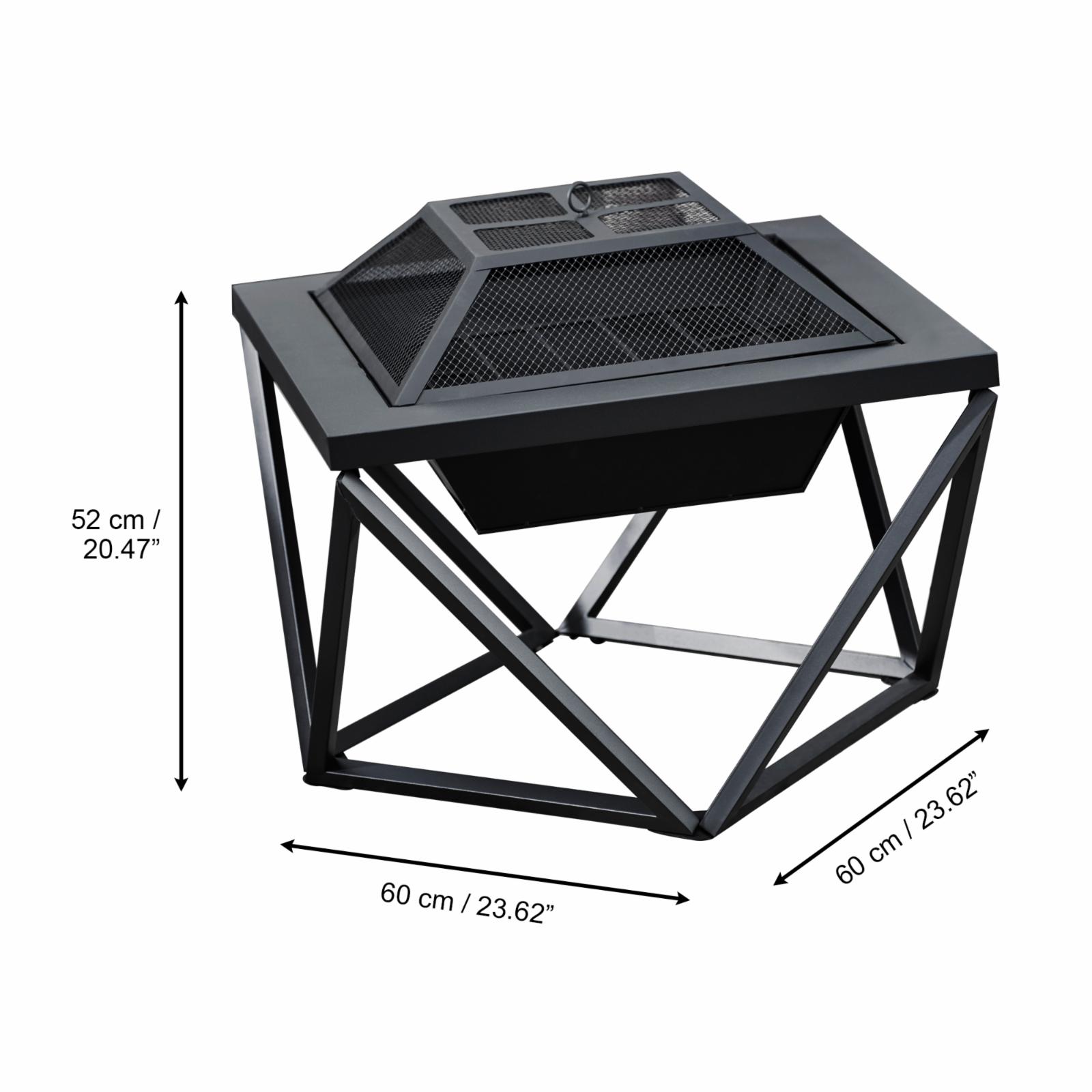 Teamson Home Outdoor 24 in. Wood Burning Fire Pit with Tabletop and Decorative Base. Black