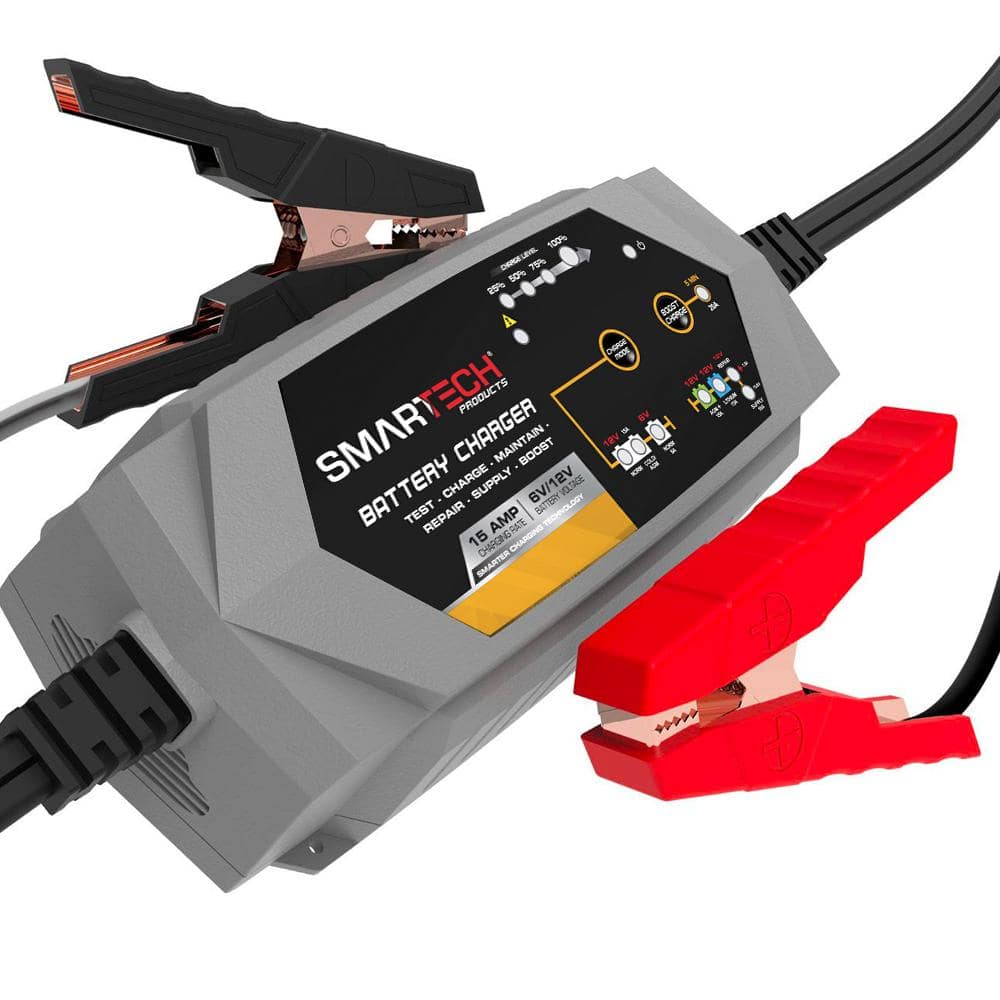 Smartech Products BC-15000 6-Volt/12-Volt 15 Amp Smart Automotive Battery Charger. Maintainer. Repairer. Tester with Advanced Desulphation Process