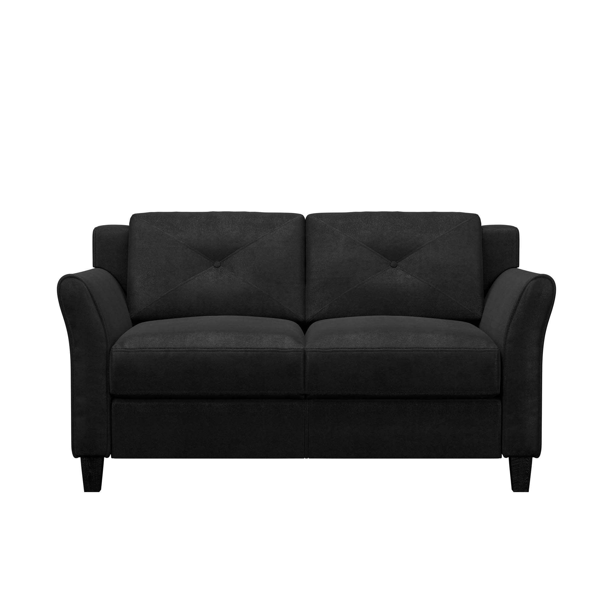 Lifestyle Solutions Taryn Loveseat with Rolled Arms. Black Fabric