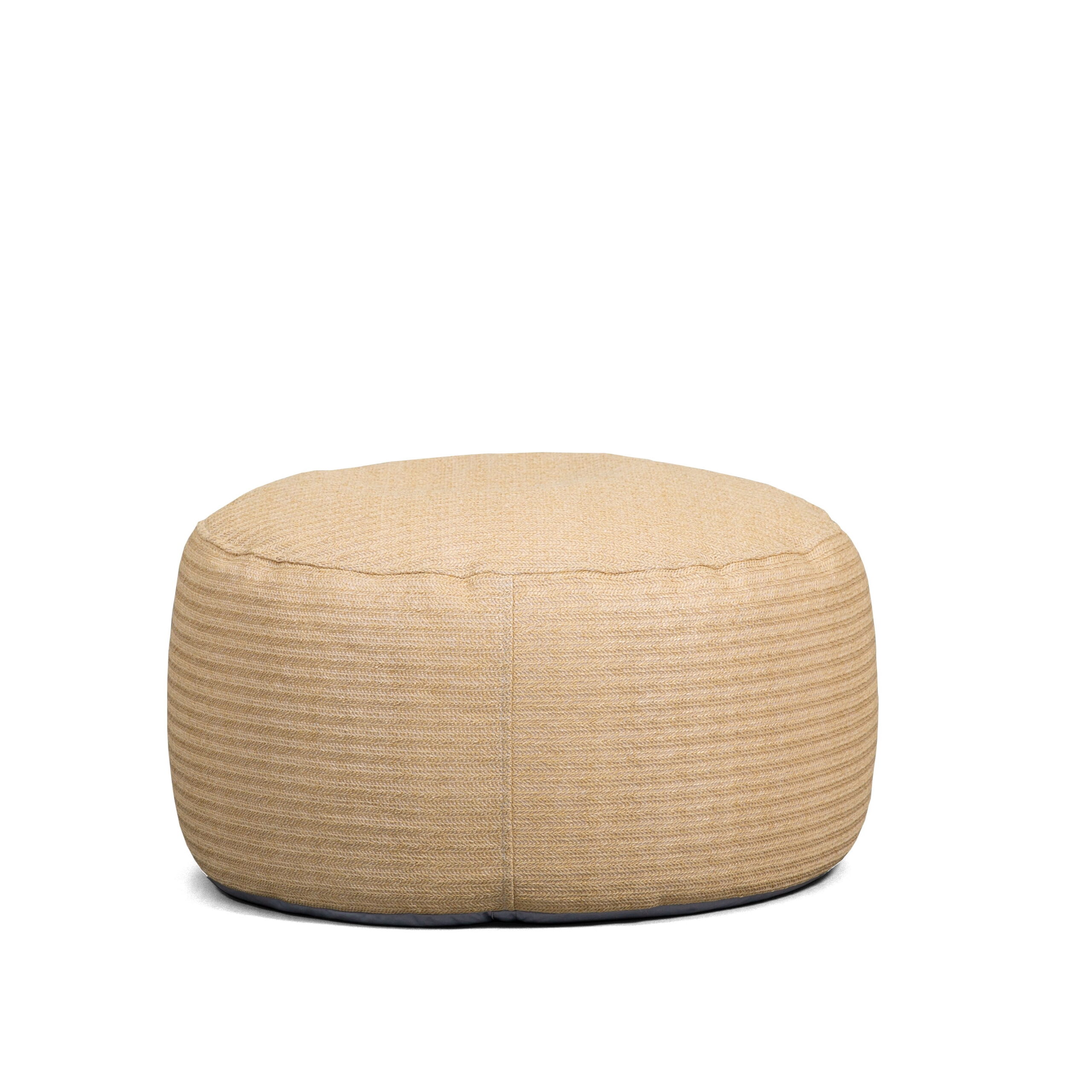 Big Joe Round Ottoman Bean Bag Footrest. Natural Basket Weave. Weather Resistant Fabric. 2.5 Feet