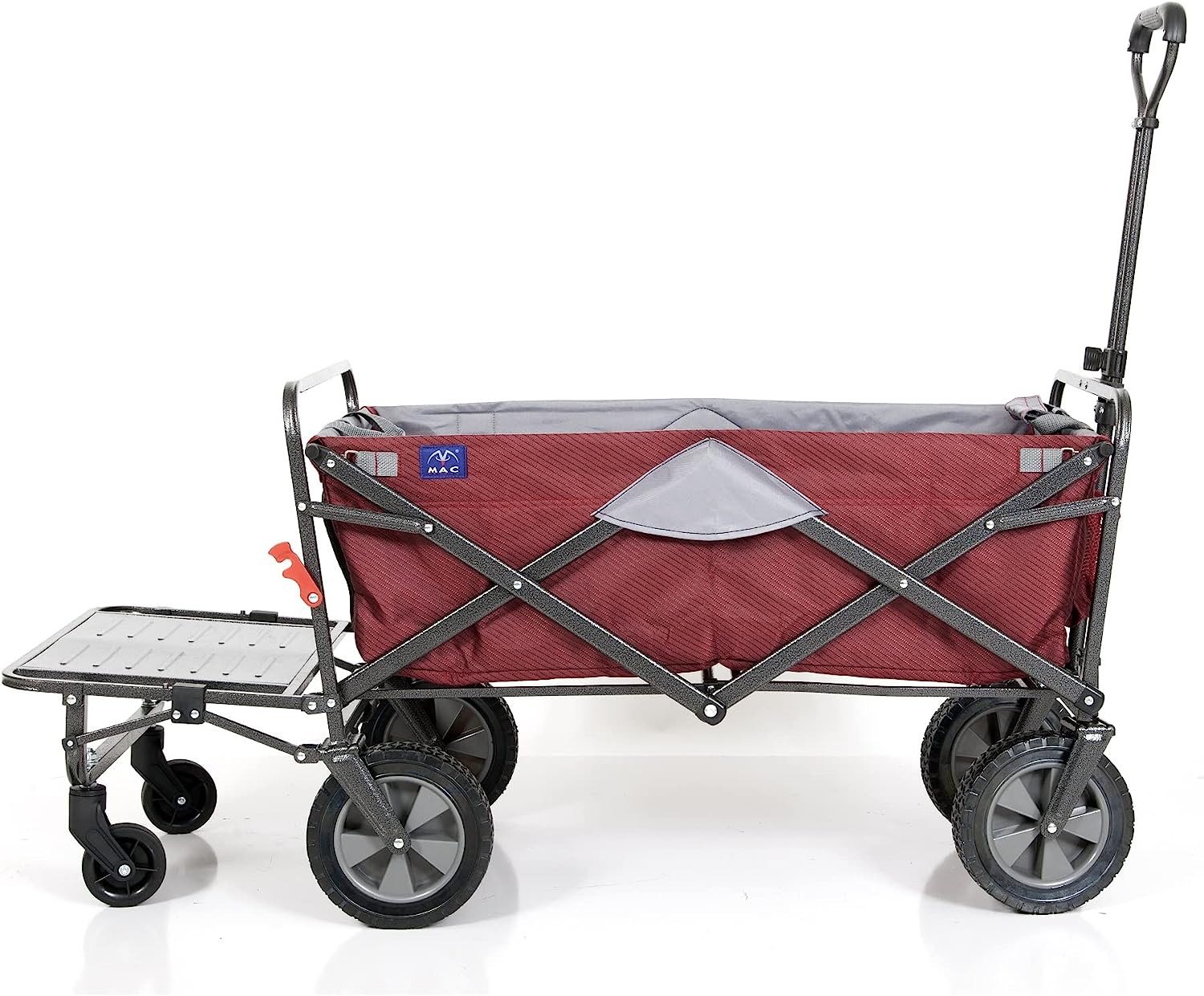 MacSports Collapsible Folding Outdoor Utility Tailgate Wagon with Cargo Trailer. Wine Red