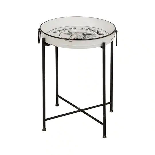 Glitzhome® Farmhouse Enamel Metal Serving Table